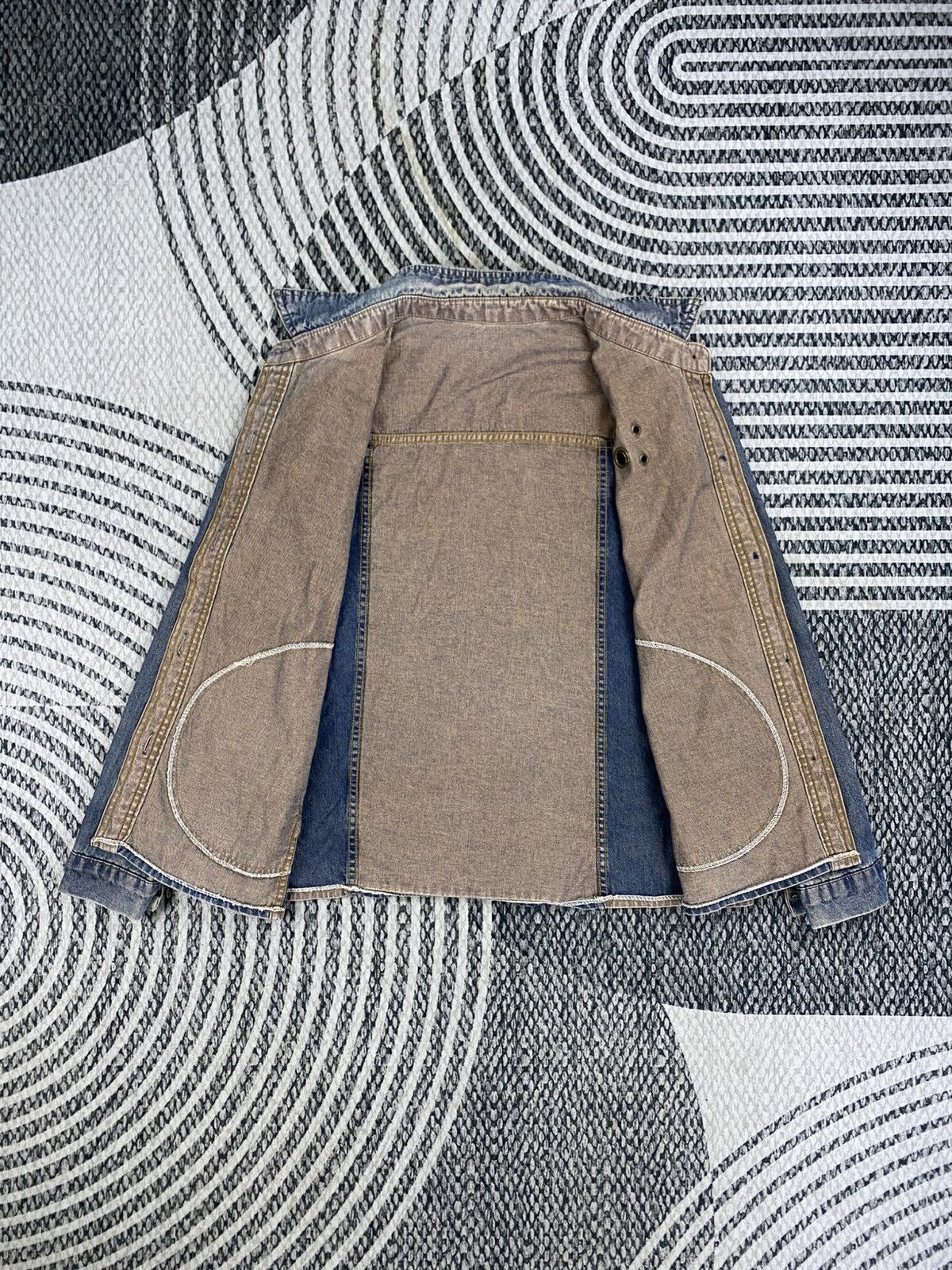 Japanese Brand Vtg Japanese Fashion Two Block Denim Button Up Jacket Size US M / EU 48-50 / 2 - 6 Thumbnail