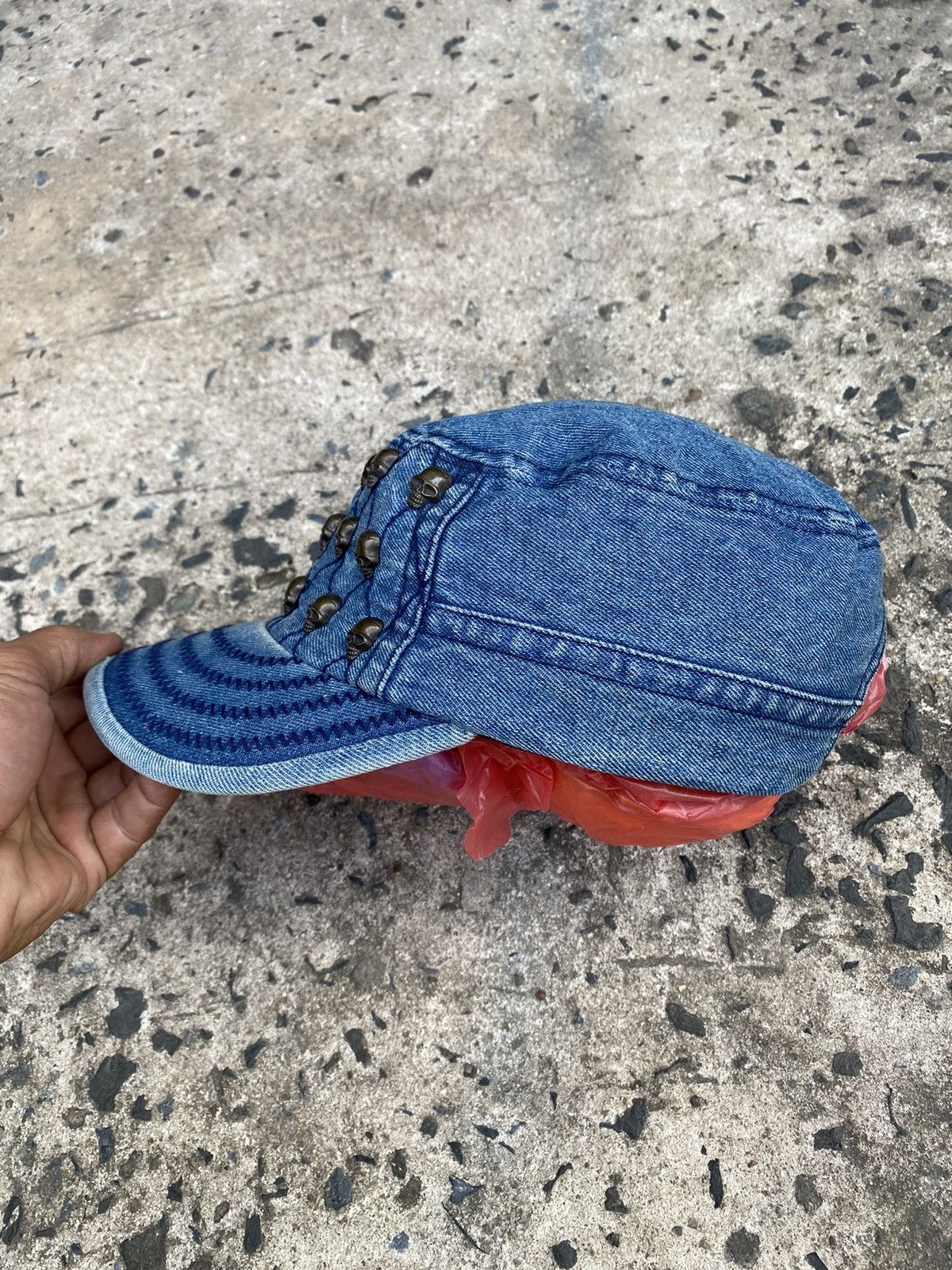 Beauty Beast × Japanese Brand × Le Grande Bleu (L.G.B.) Vintage Y2k J.cap&co Denim Skull Hats Size ONE SIZE - 5 Thumbnail
