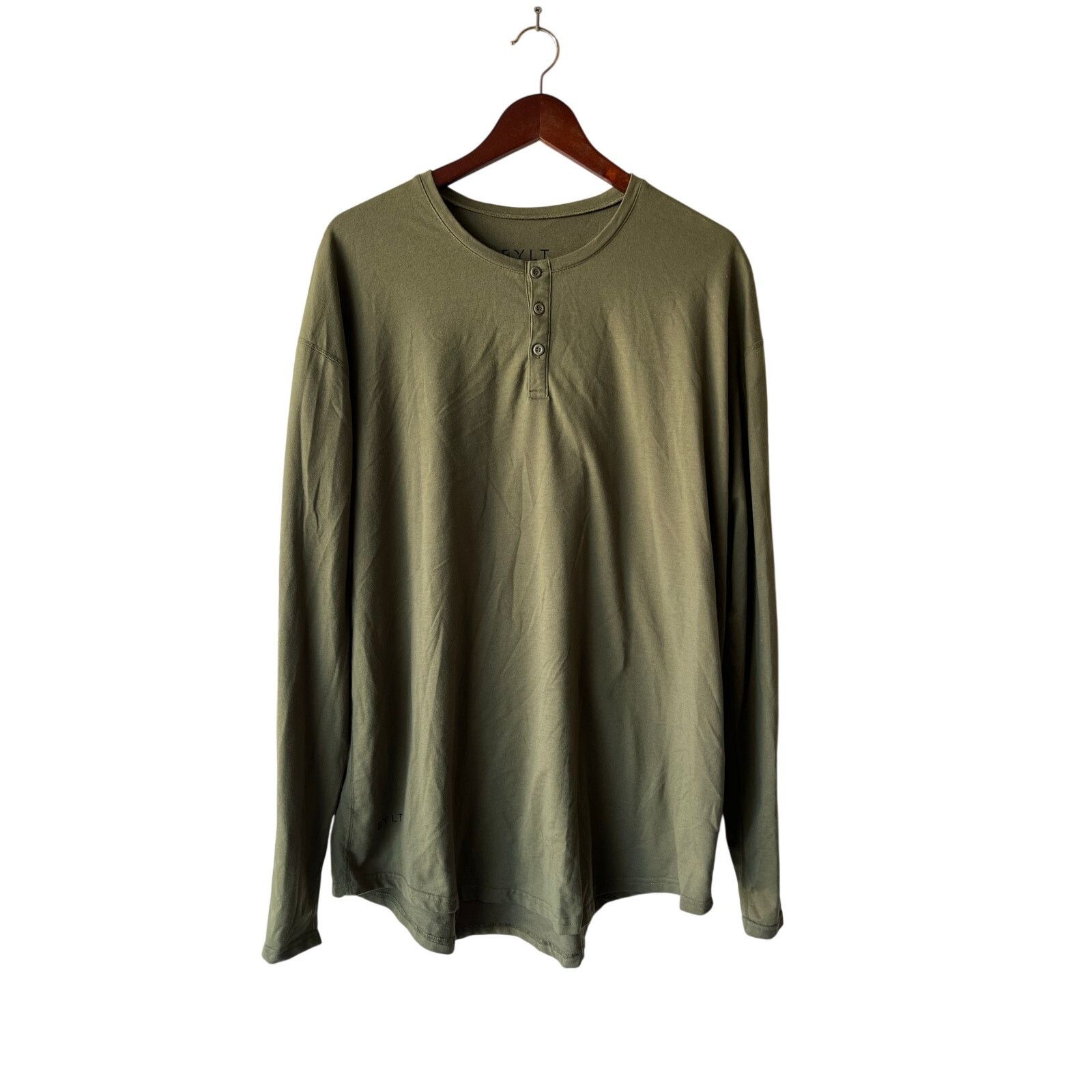 BYLT Premium Basics BYLT Basics Drop-Cut Henley Shirt Mens Green Lux Size 2XL Size US XXL / EU 58 / 5 - 1 Thumbnail