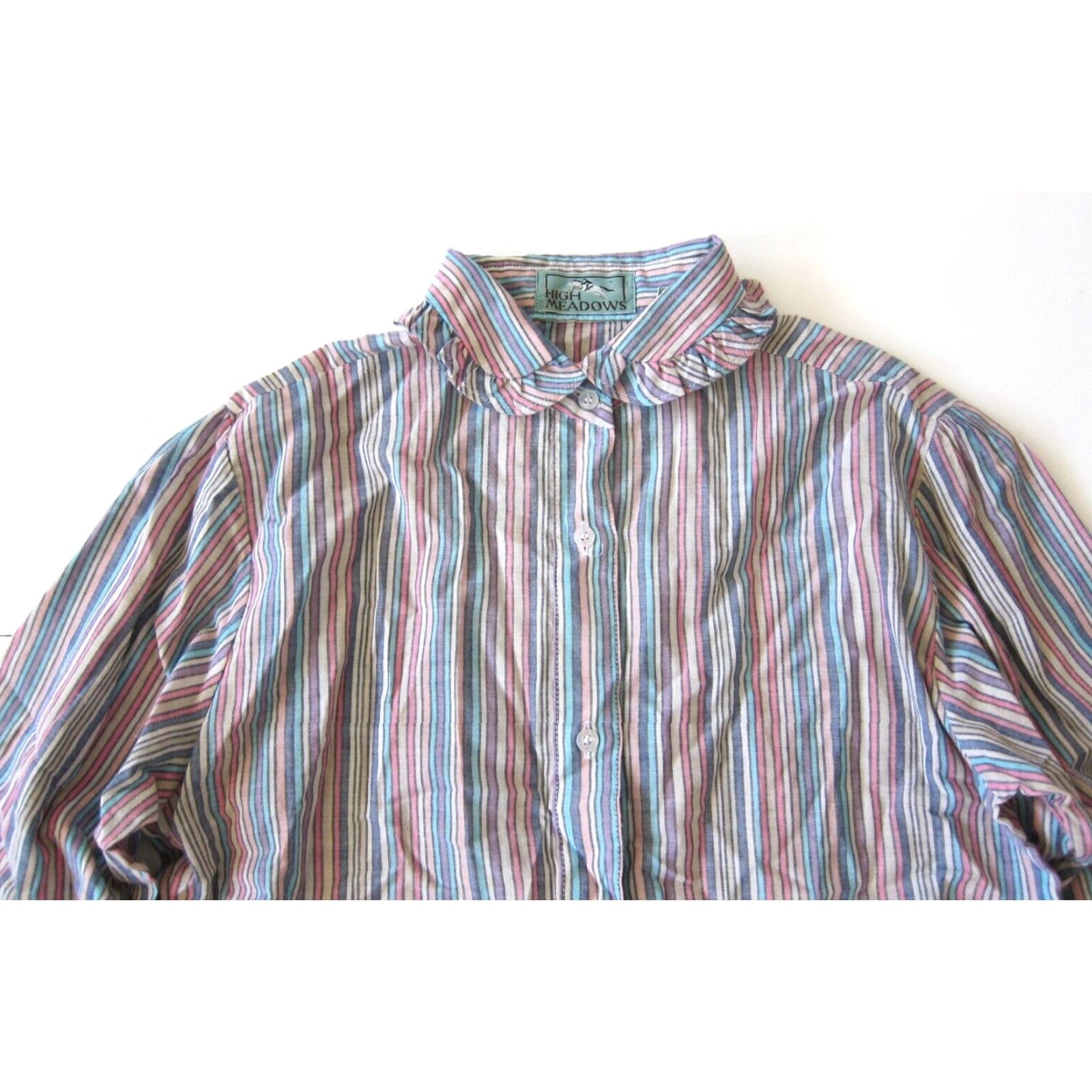 Vintage VINTAGE High Meadows Blouse Shirt Pink Stripe Long Sleeve Button M-L Womens Size M / US 6-8 / IT 42-44 - 3 Thumbnail