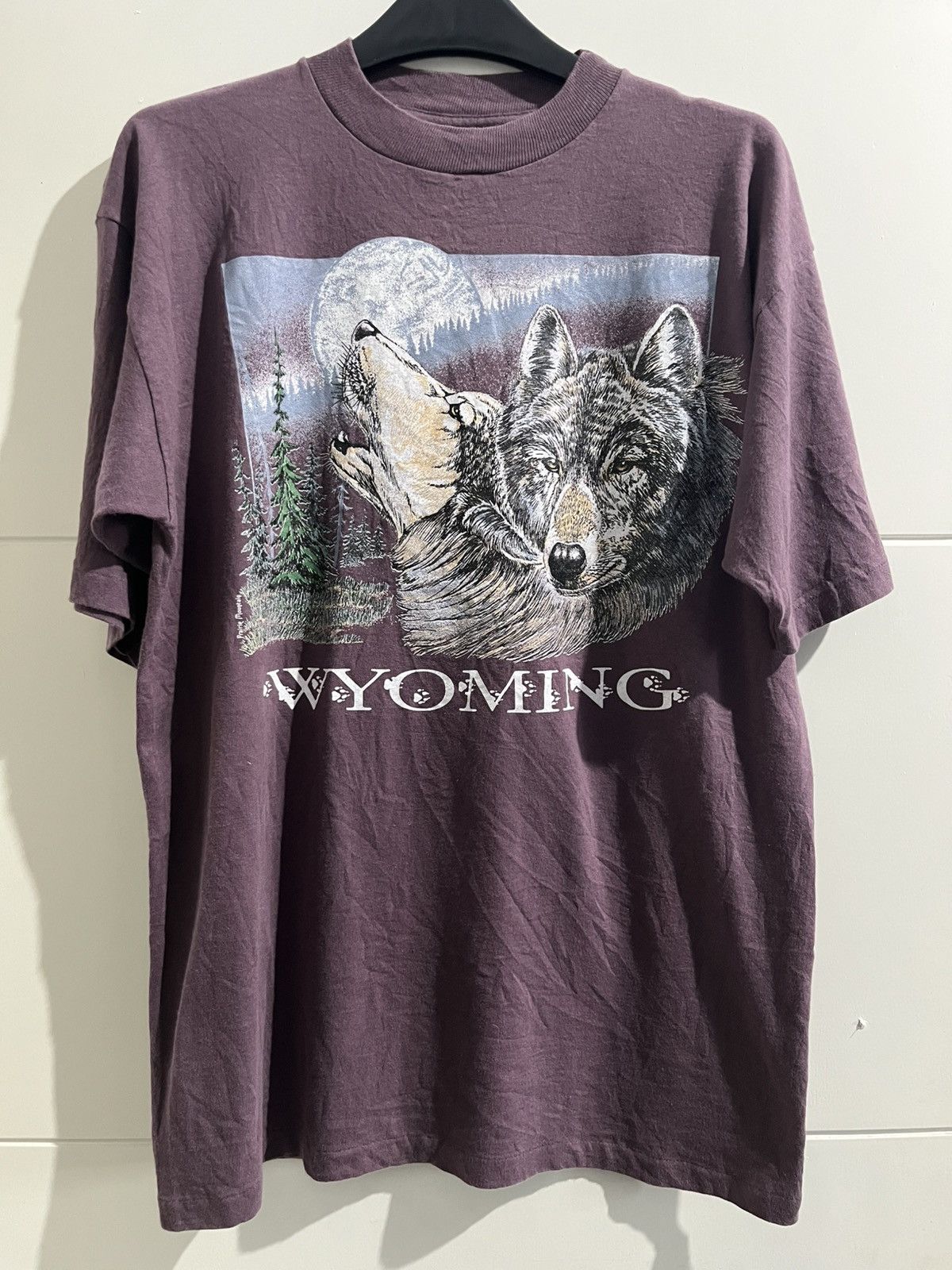 Vintage Vtg 90’s Wyoming Wolf T-Shirt Size US L / EU 52-54 / 3 - 4 Thumbnail