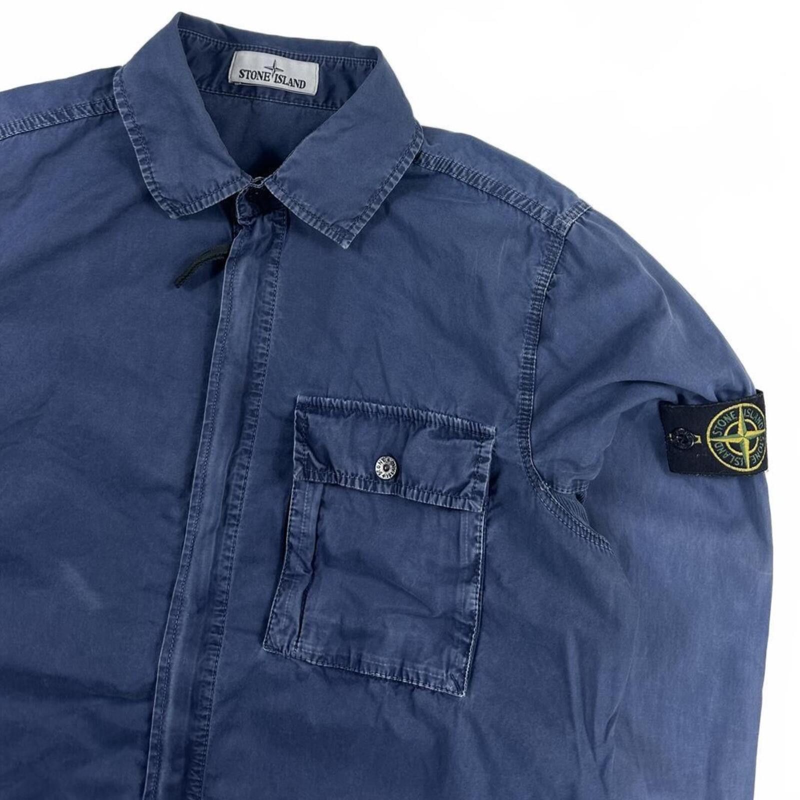Stone Island Stone Island Zip Up Cotton Overshirt Blue Medium Size US M / EU 48-50 / 2 - 2 Thumbnail