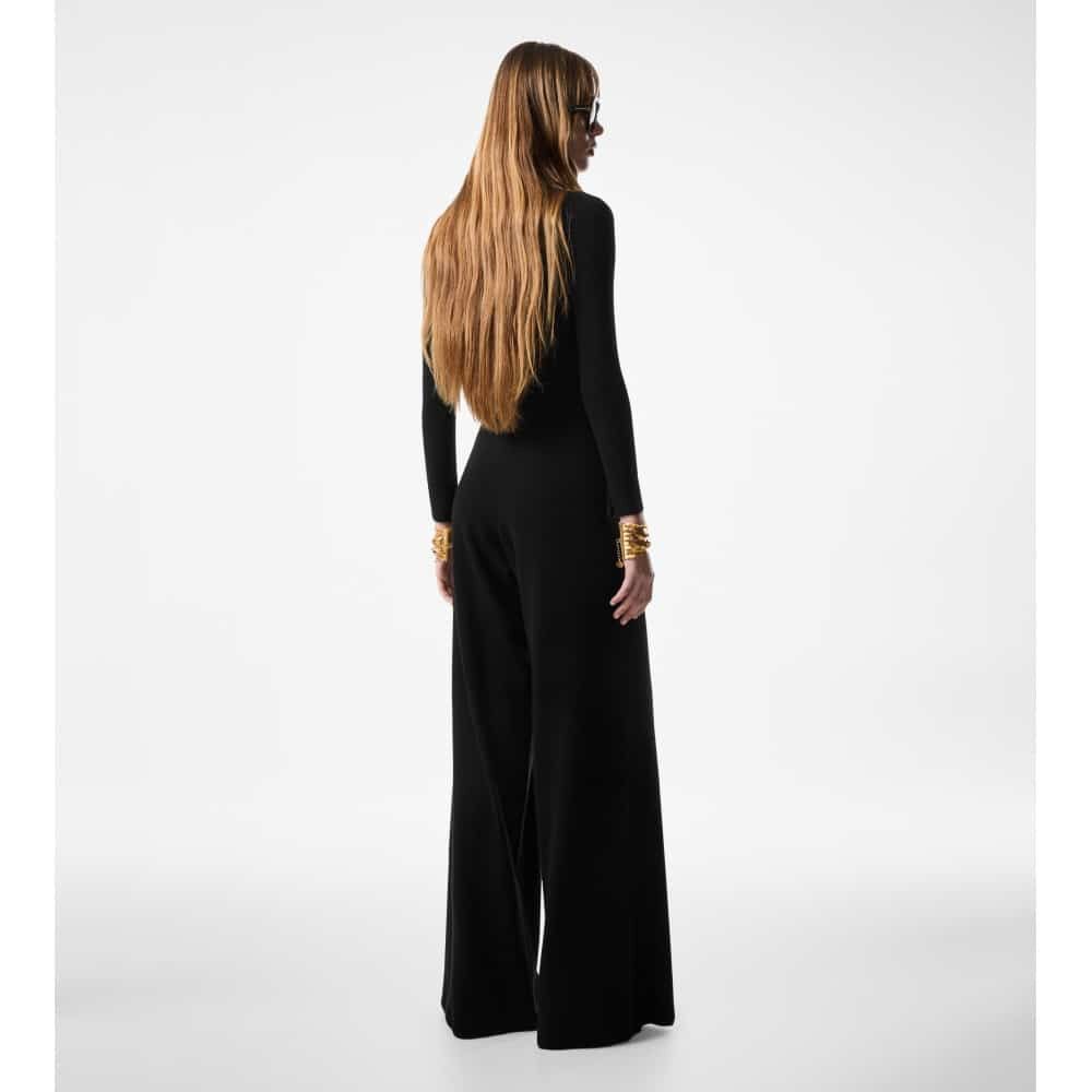 Tom Ford o1loc1c1025 TUK007 Wide Leg Polo Knitted Jumpsuit in Black Size 25" / US 0 / IT 36 - 3 Thumbnail