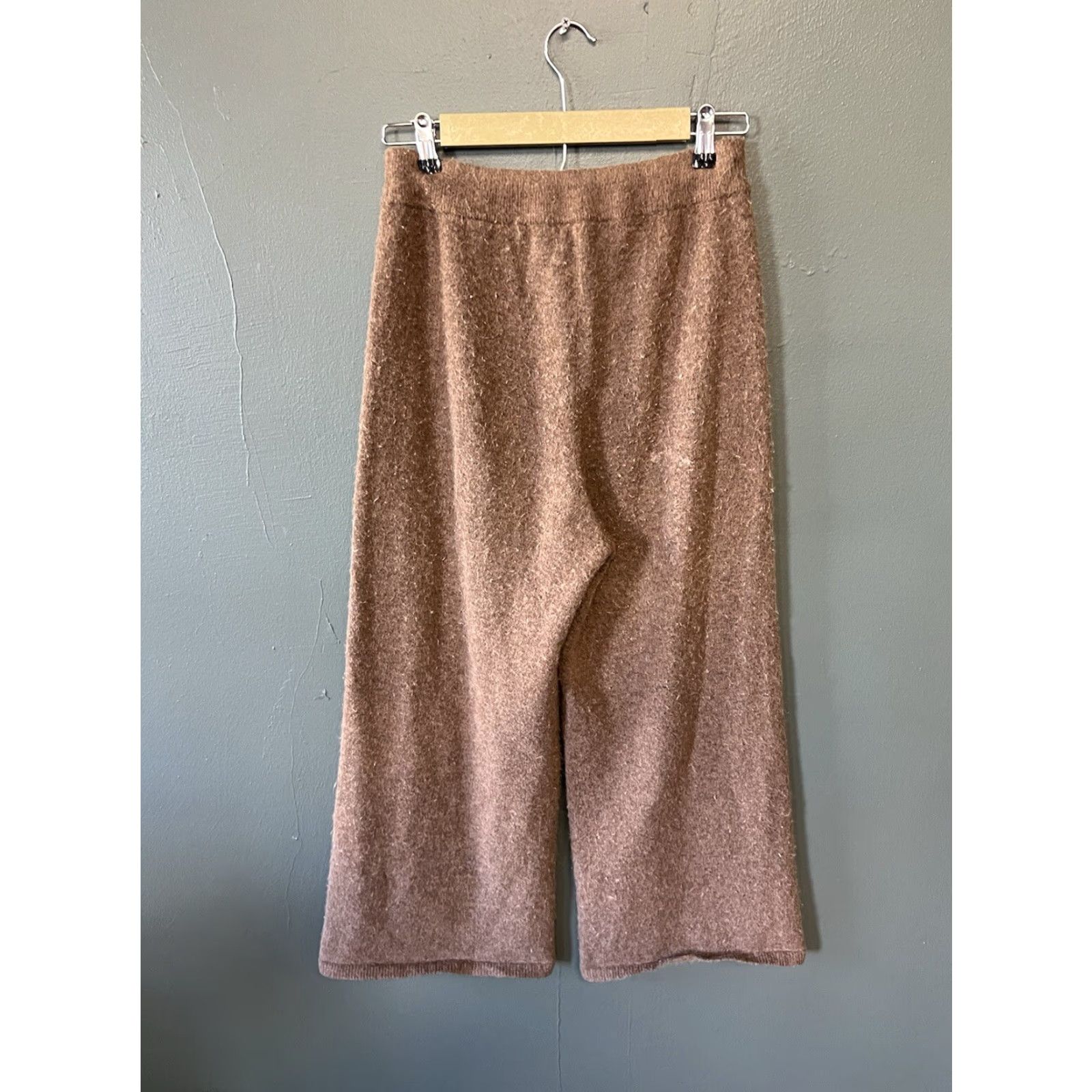 Vintage Jenni Kayne Womens Cropped Sweatpants Fleece Brown Knitted Size XS Size 26" / US 2 / IT 38 - 2 Thumbnail