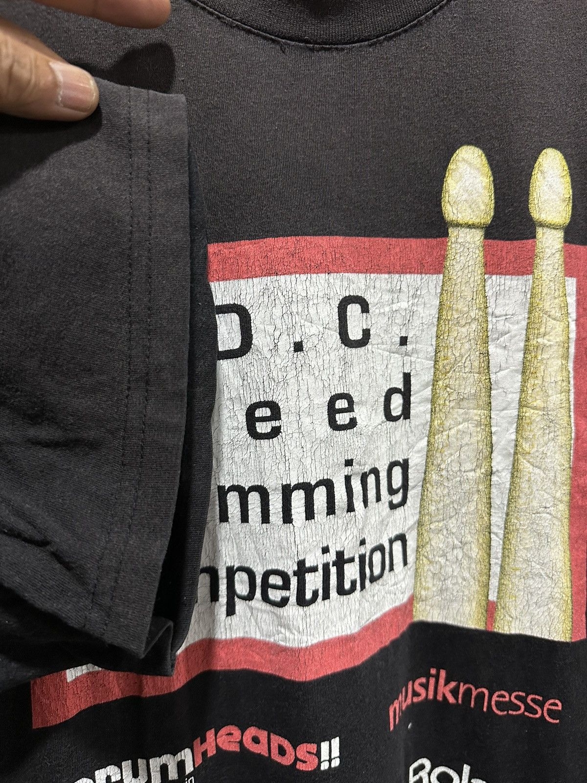 Band Tees × Vintage Vintage 90s SDC Speed Drumming Competition Sun Faded Tee Size US XL / EU 56 / 4 - 7 Thumbnail