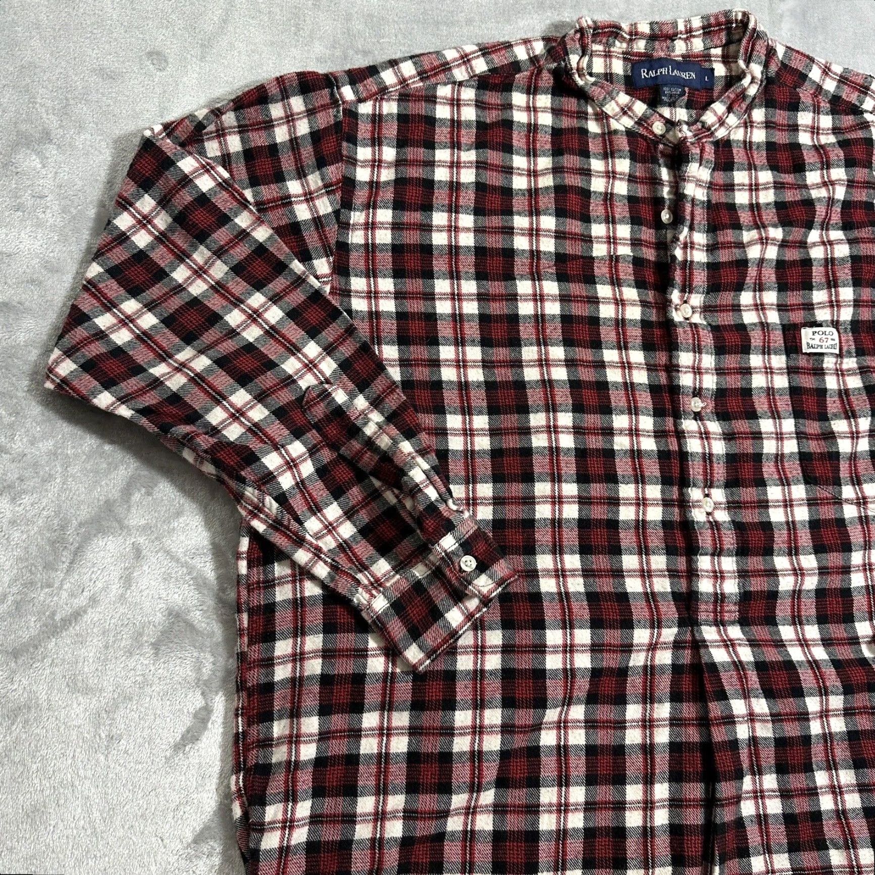 Ralph Lauren VINTAGE Ralph Lauren Polo Shirt Men's Large Plaid Red White 3/4 Sleeve Cotton Flannel Button-Up Logo Classic Polo Shirt Mens Size US L / EU 52-54 / 3 - 4 Thumbnail