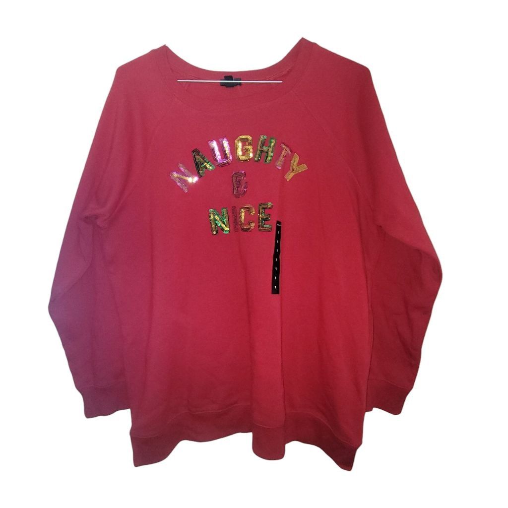 Torrid Torrid Naughty & Nice Christmas Sweatshirt Plus 1X Red Size XL / US 12-14 / IT 48-50 - 2 Thumbnail