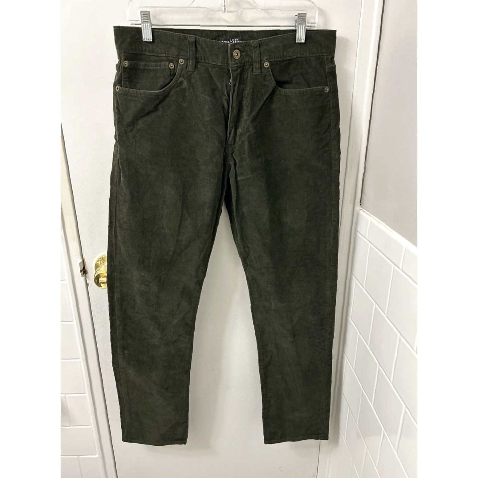 Olive J.Crew Mercantile Flex Corduroy Pants Mens 32x30 Olive Green Slim Fit YKK Corduroy Chino 5-Pocket Stretch Modern Comfort Mens Size US 32 / EU 48 - 2 Thumbnail