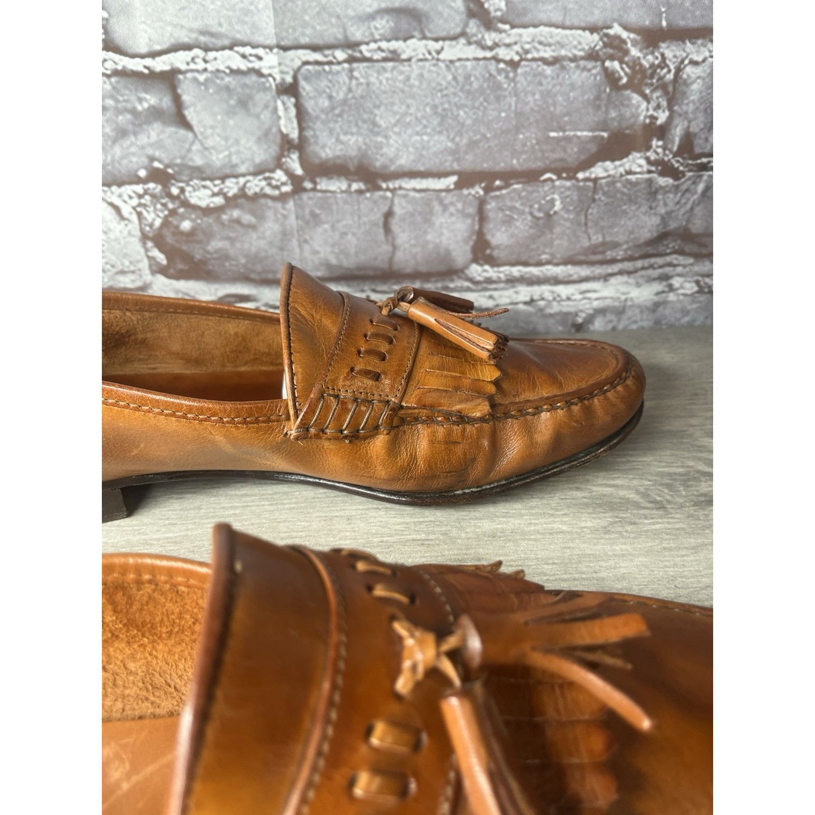 Hanover Hanover Brown Leather Kiltie Tassel VTG Loafers Dress Shoes Size US 10.5 / EU 43-44 - 17 Thumbnail