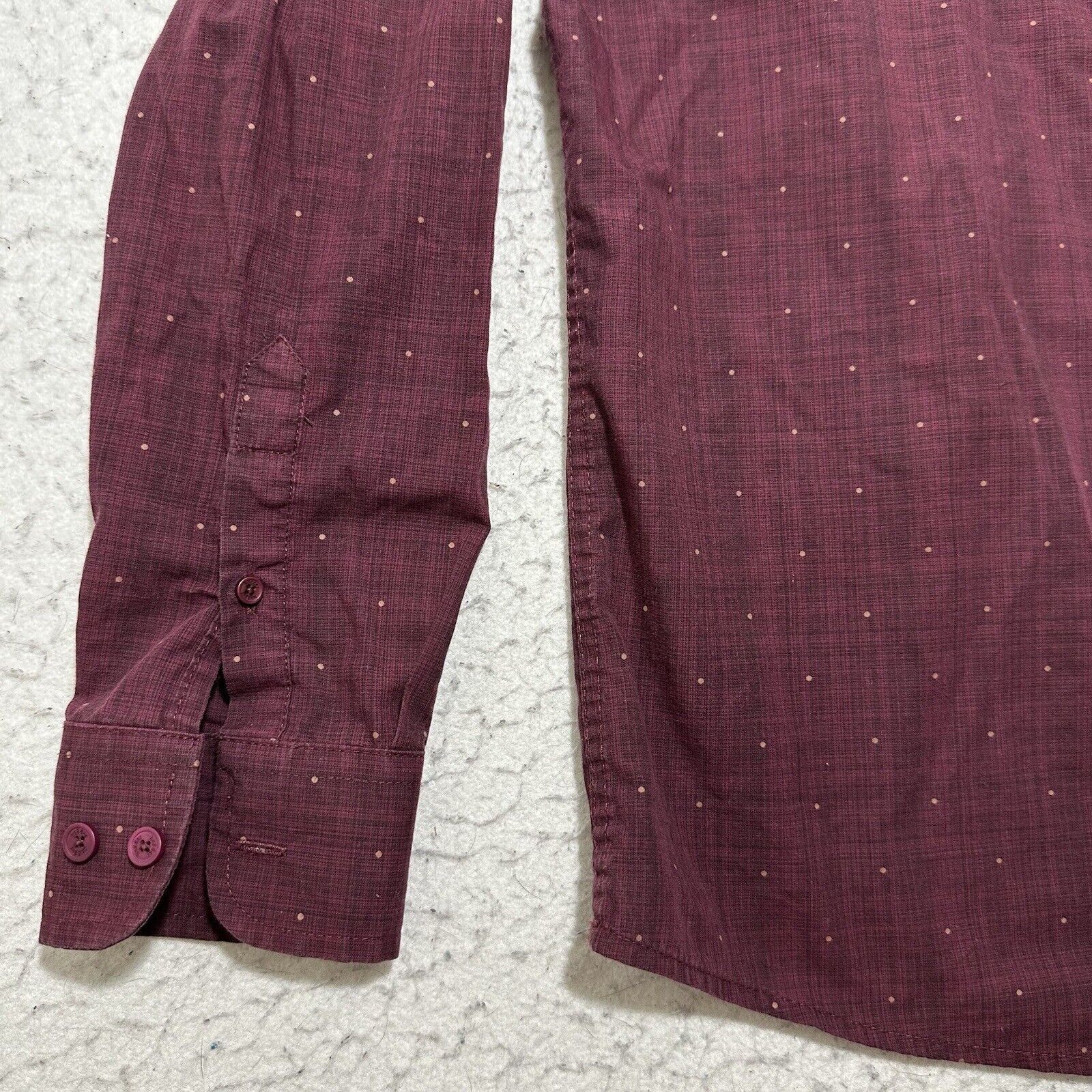 Haggar Haggar Medium Button Down Dress Shirt Burgundy Polka Dot Size US M / EU 48-50 / 2 - 6 Thumbnail