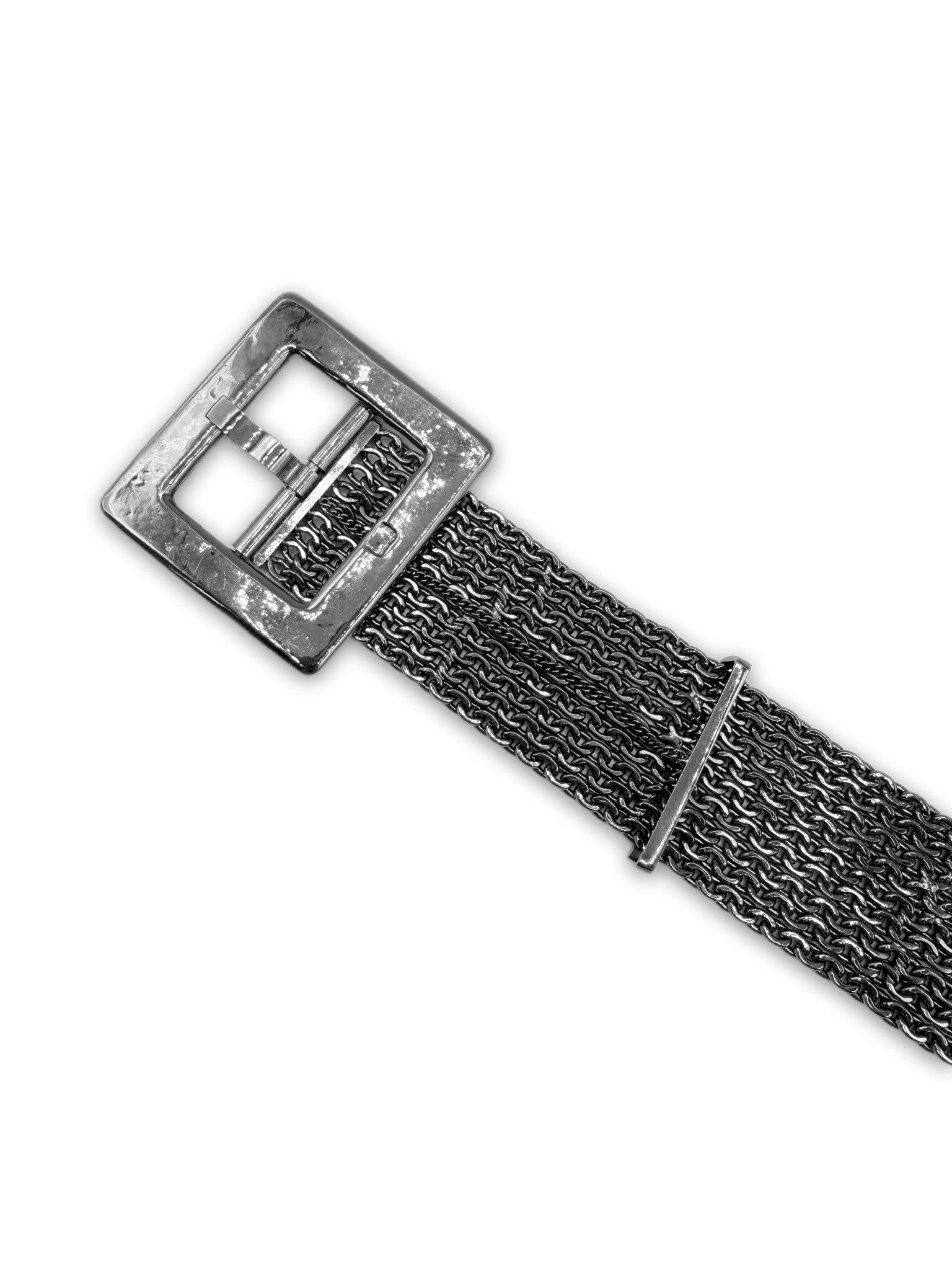 Chanel 2007 Chanel Chain Mail 9 Row Silver Square Buckle Belt Size 34 - 2 Thumbnail