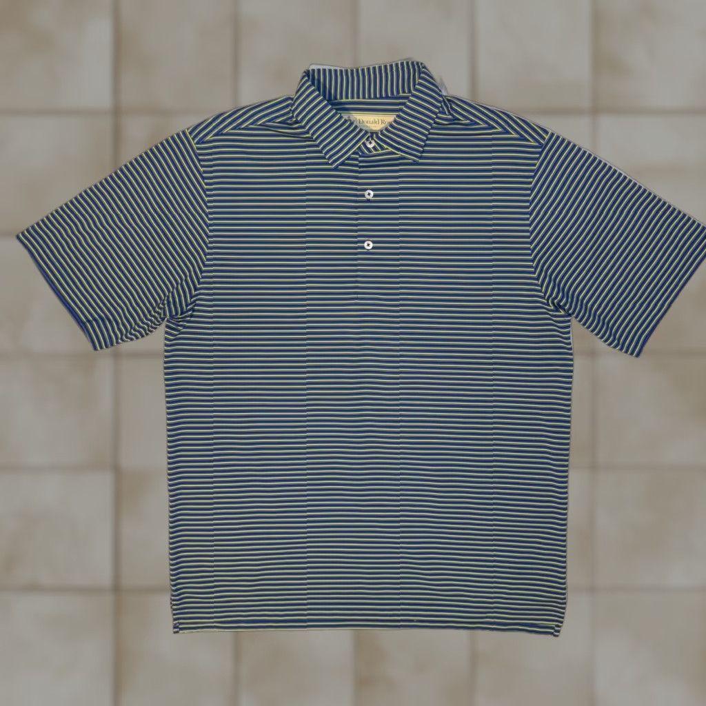 Vintage Donald Ross Polo Golf Shirt Short Sleeve Blue Striped Performance Moisture Wicking Button Collared Embroidered Logo Regular Size M Mens Size US M / EU 48-50 / 2 - 1 Thumbnail