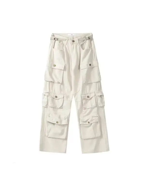 VIBE White casual and handsome multi-pocket cargo trousers Size US 30 / EU 46 - 3 Thumbnail