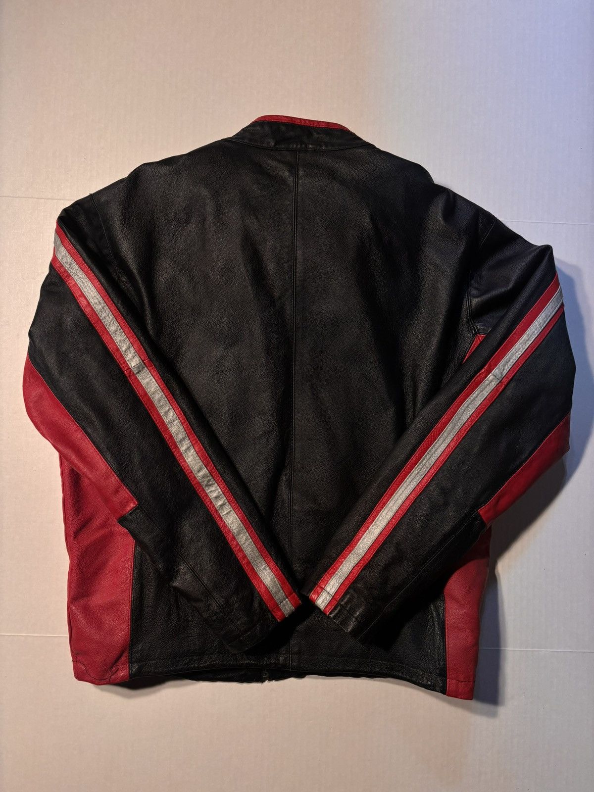 Wilsons Leather Vtg Moto Racing Stripe Cafe Faux Leather Motorcycle Jacket Size US L / EU 52-54 / 3 - 10 Thumbnail