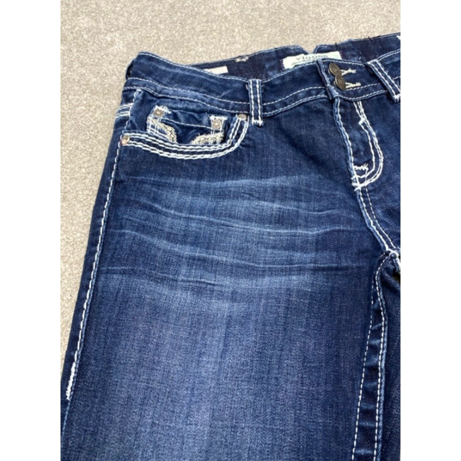 Vintage VIGOSS Jeans Women's Size 9 Blue Denim Bootcut Embroidered Whiskers 4461 Size 30" / US 8 / IT 44 - 4 Thumbnail