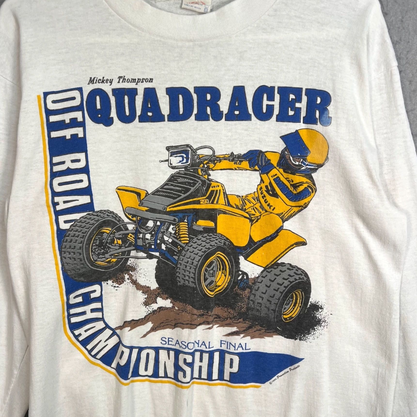 Vintage VINTAGE 80s Mickey Thompson Quad Racer Off-Road Championship T Shirt Long Sleeve Size US L / EU 52-54 / 3 - 4 Thumbnail