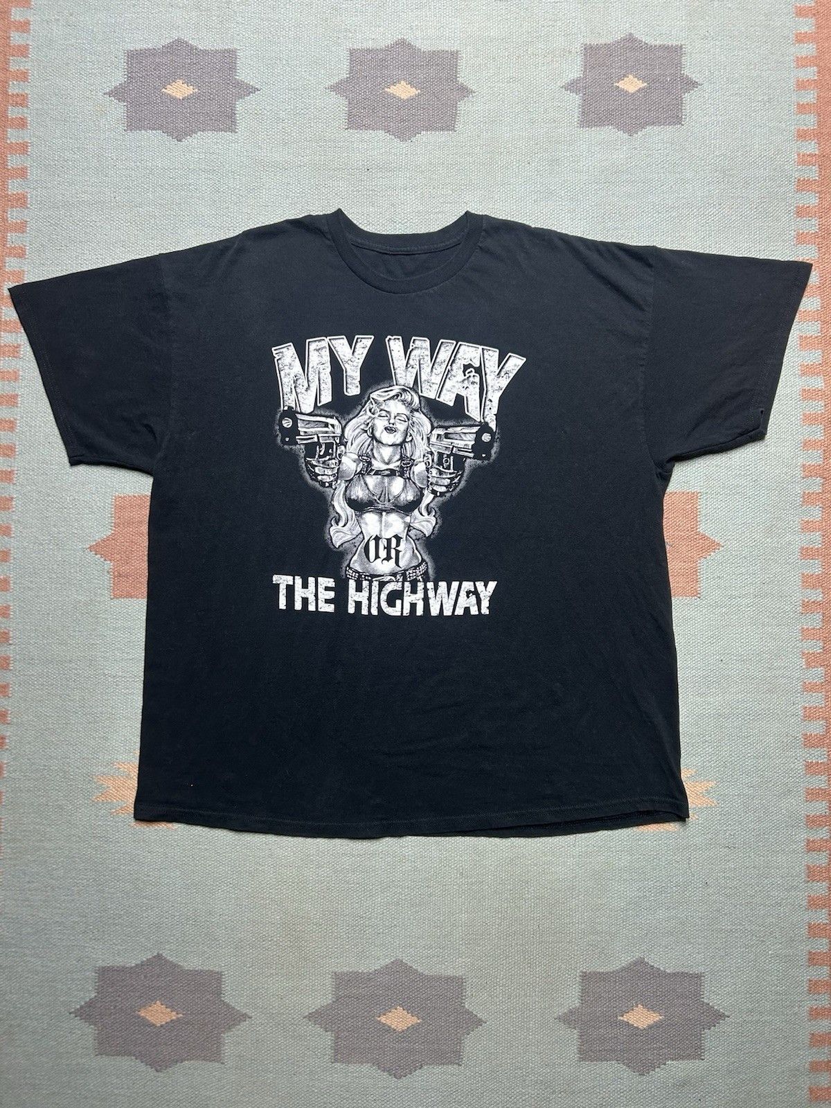 Vintage Vtg t shirt my way or the highway girl babe guns badass XL Size US XL / EU 56 / 4 - 1 Thumbnail