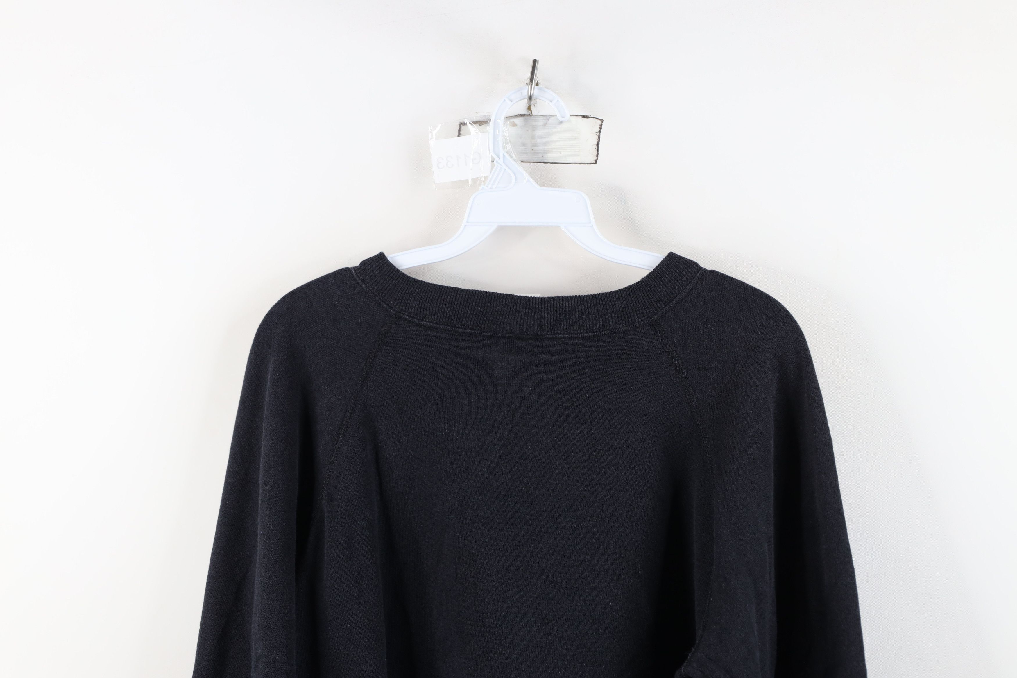 Hanes Vtg 80s 90s Hanes Blank Crewneck Sweatshirt Black USA Size L / US 10 / IT 46 - 12 Thumbnail