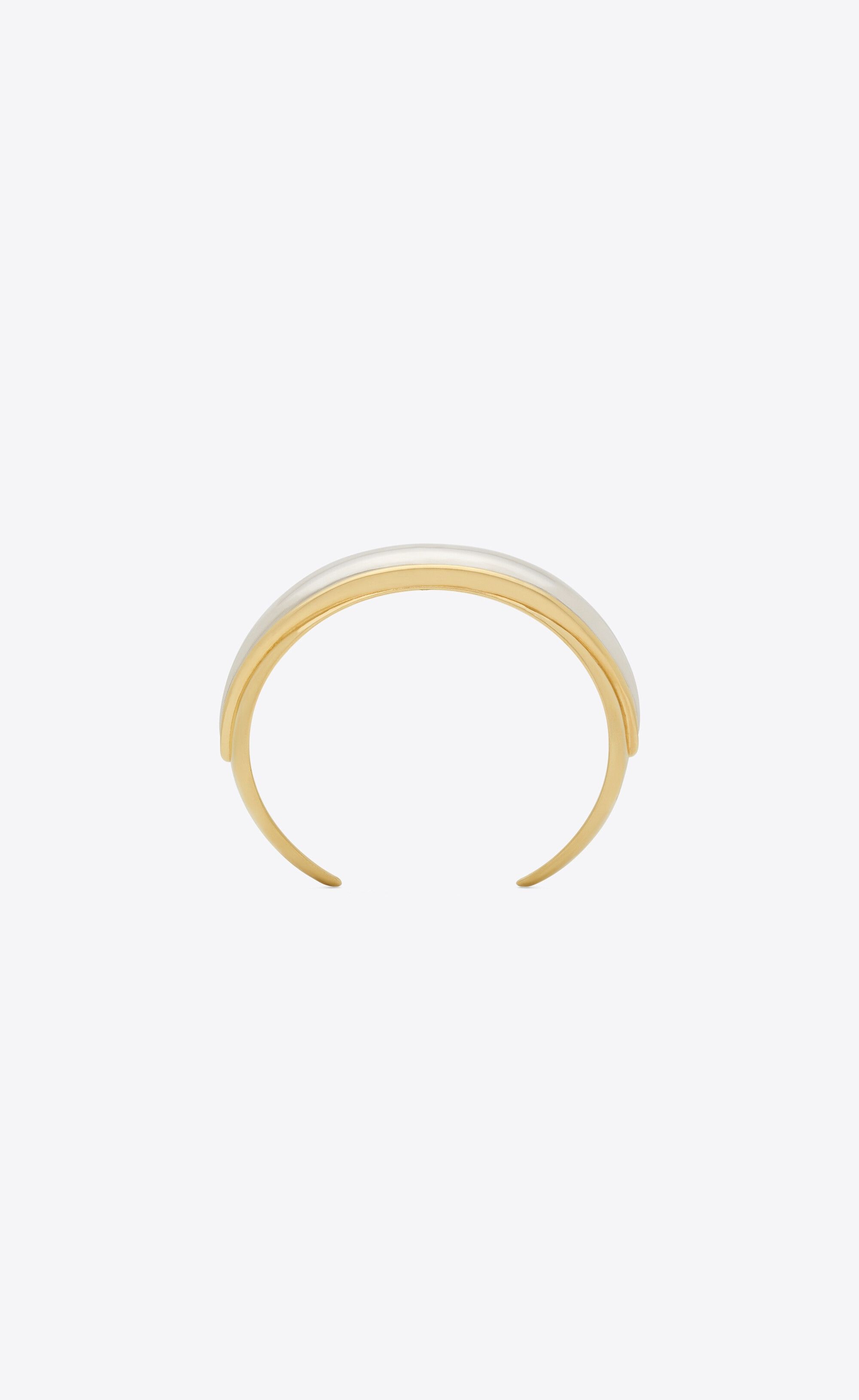 Saint Laurent Paris o1la1rc1a1025 Size: M / Dome Cuff in Metal in Gold Size ONE SIZE - 4 Thumbnail