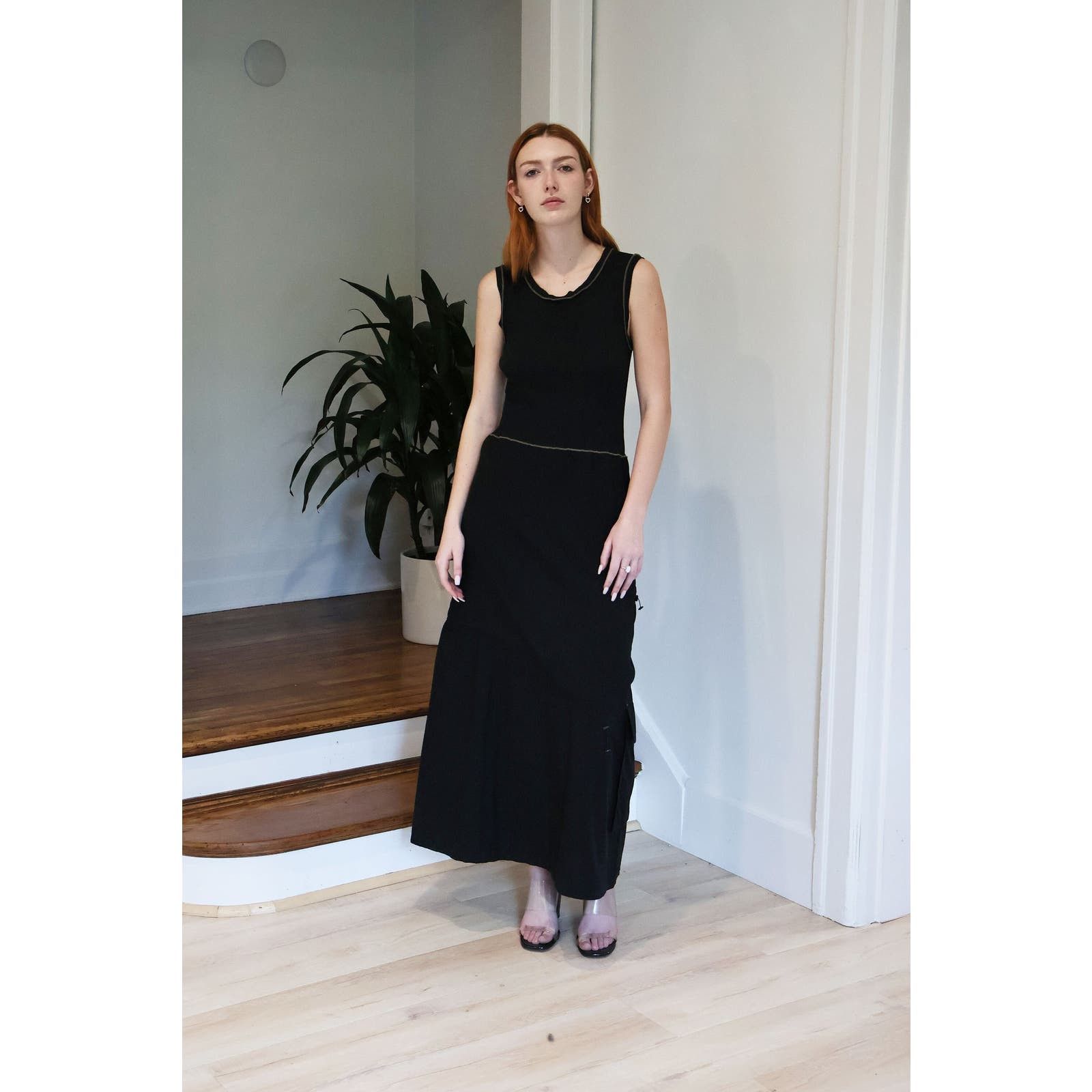 image of Vintage Cop Copine Cargo Pocket + Bungee Cord Dress in Black, Women's (Size Small)