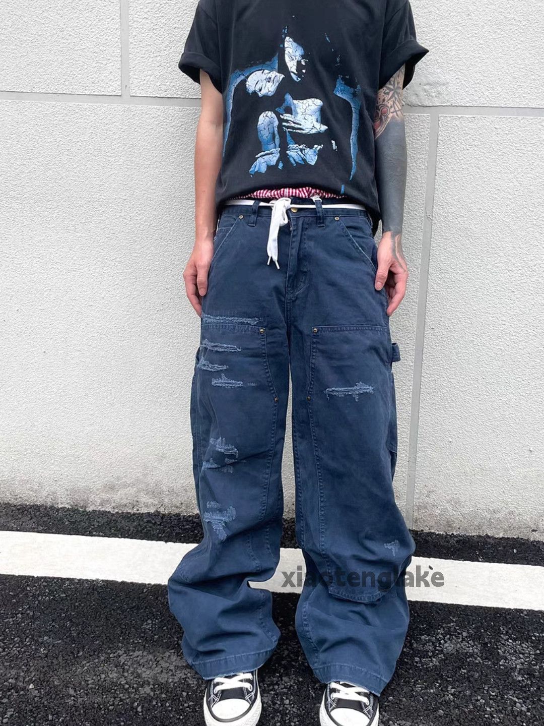 Vintage Utility loose baggy skate hiphop ripped carpenter pants Size US 32 / EU 48 - 2 Thumbnail