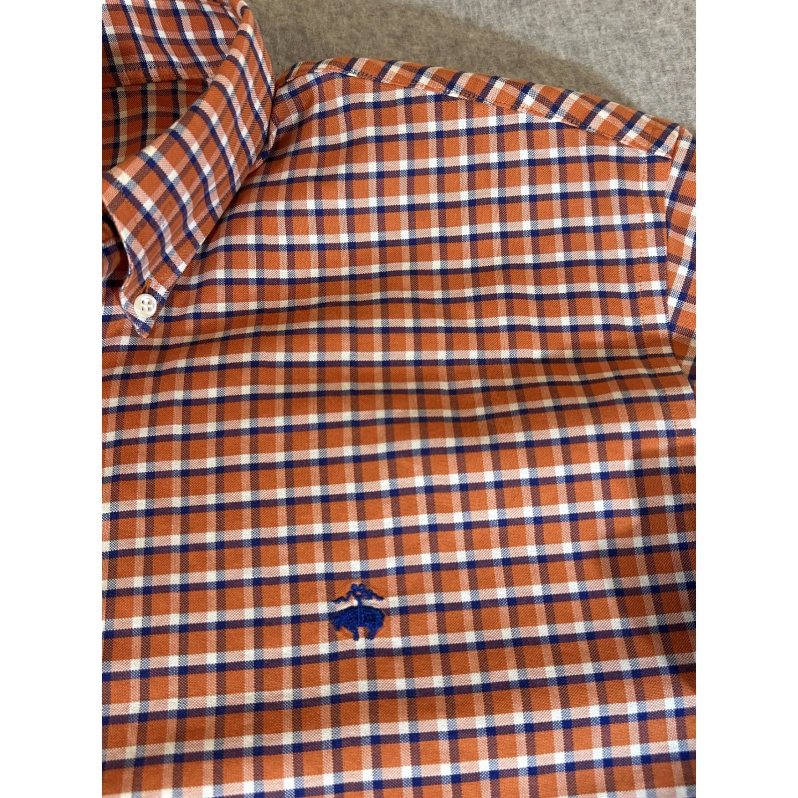 Brooks Brothers Brooks Brothers Shirt Mens Large Orange Plaid 346 Non Iron Long Sleeve Button Front Dress Shirt Size US L / EU 52-54 / 3 - 2 Thumbnail