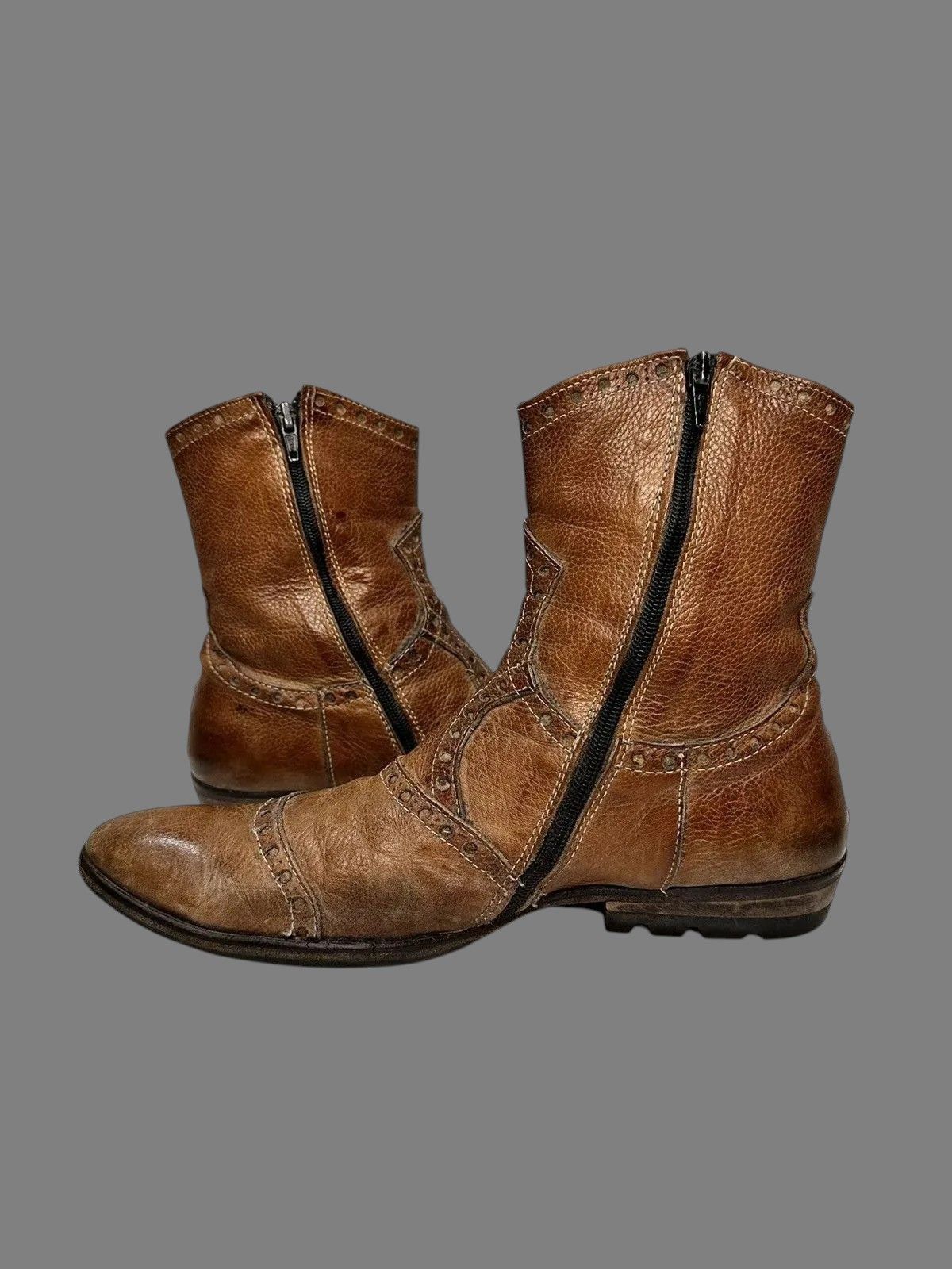 Brown Leather Military Boots Vintage AS98 Western Archive