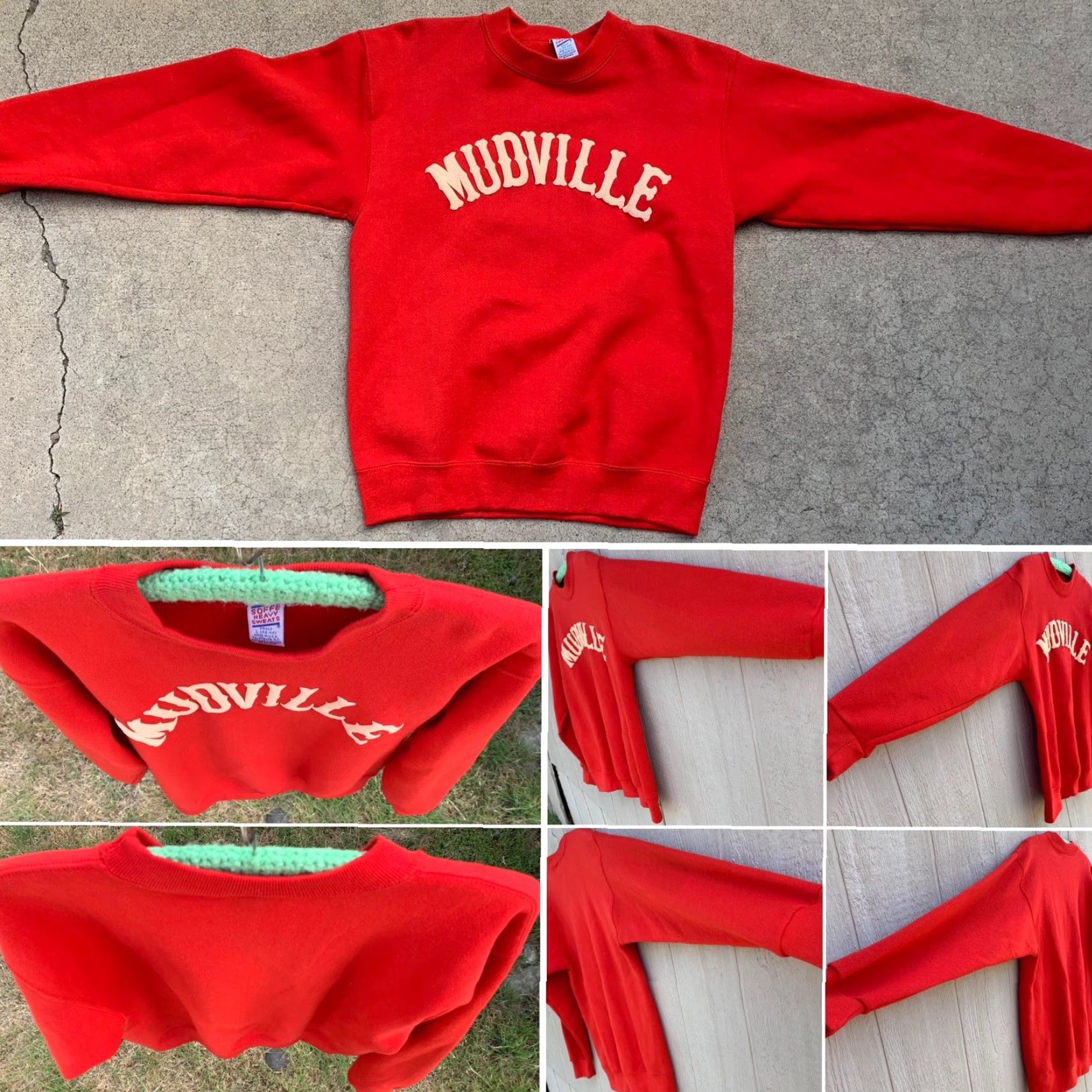 Vintage VINTAGE Soffe Heavy Sweats MUDVILLE graphic sweatshirt Long Sleeve Pullover Adult L Red Graphic Print Mens pullover sweatshirt 90s 80s Size US L / EU 52-54 / 3 - 4 Thumbnail