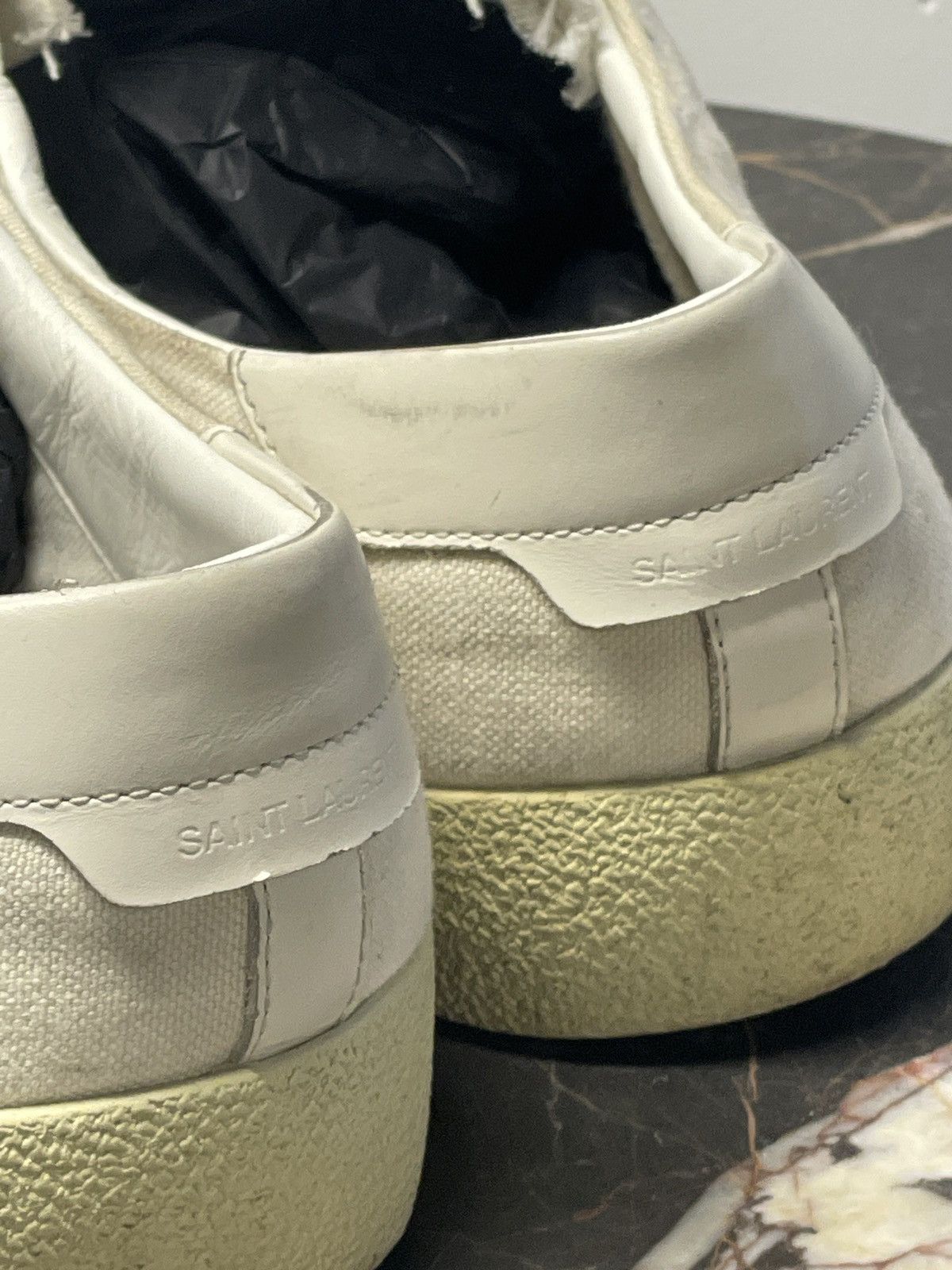 Saint Laurent Paris Court Classic SL/06 Canvas Logo Distressed Sneaker Size US 14 / EU 47 - 4 Thumbnail