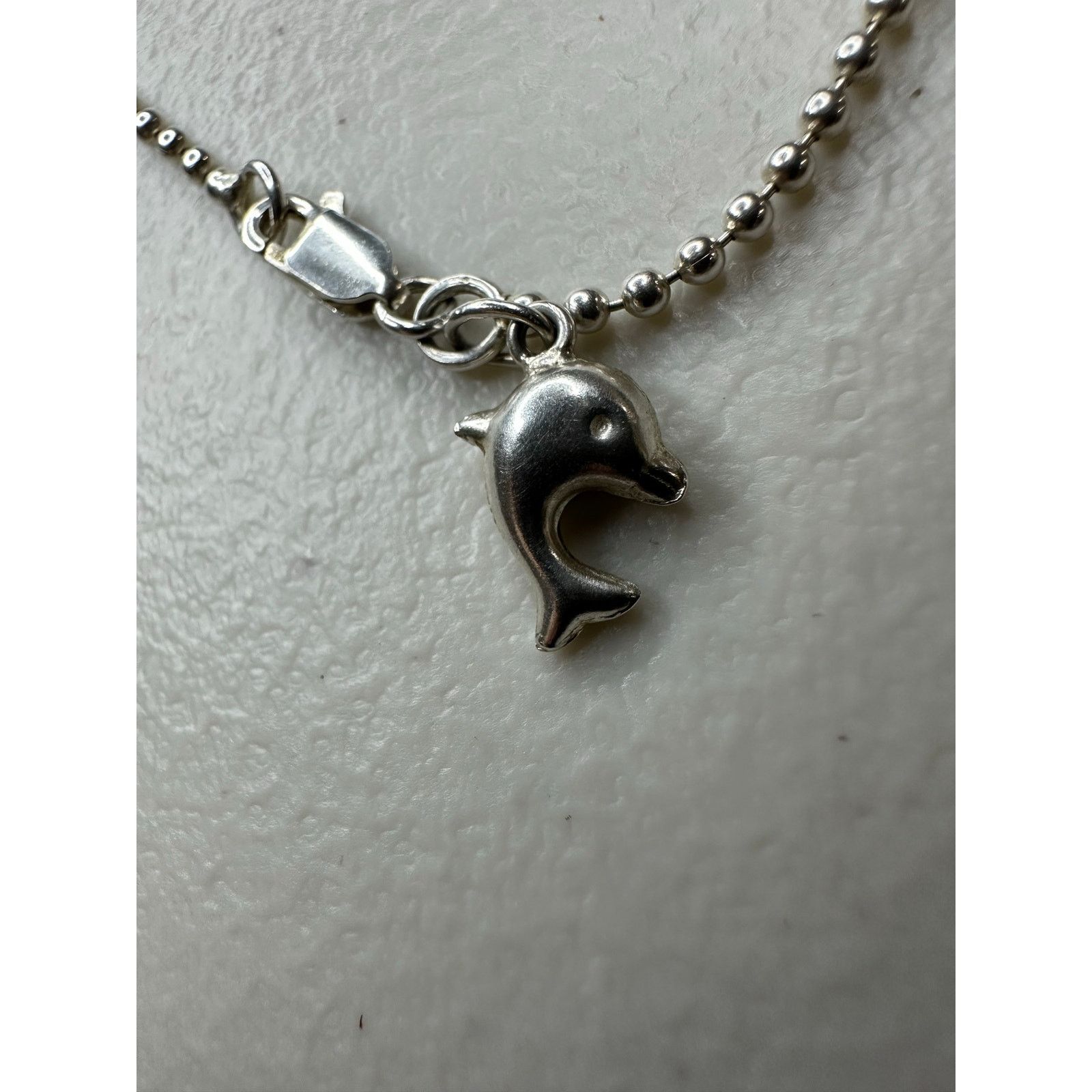 & Other Stories Silver Dolphin Chain Anklet 925 Beaded Ankle Bracelet 9-10' Size ONE SIZE - 2 Thumbnail
