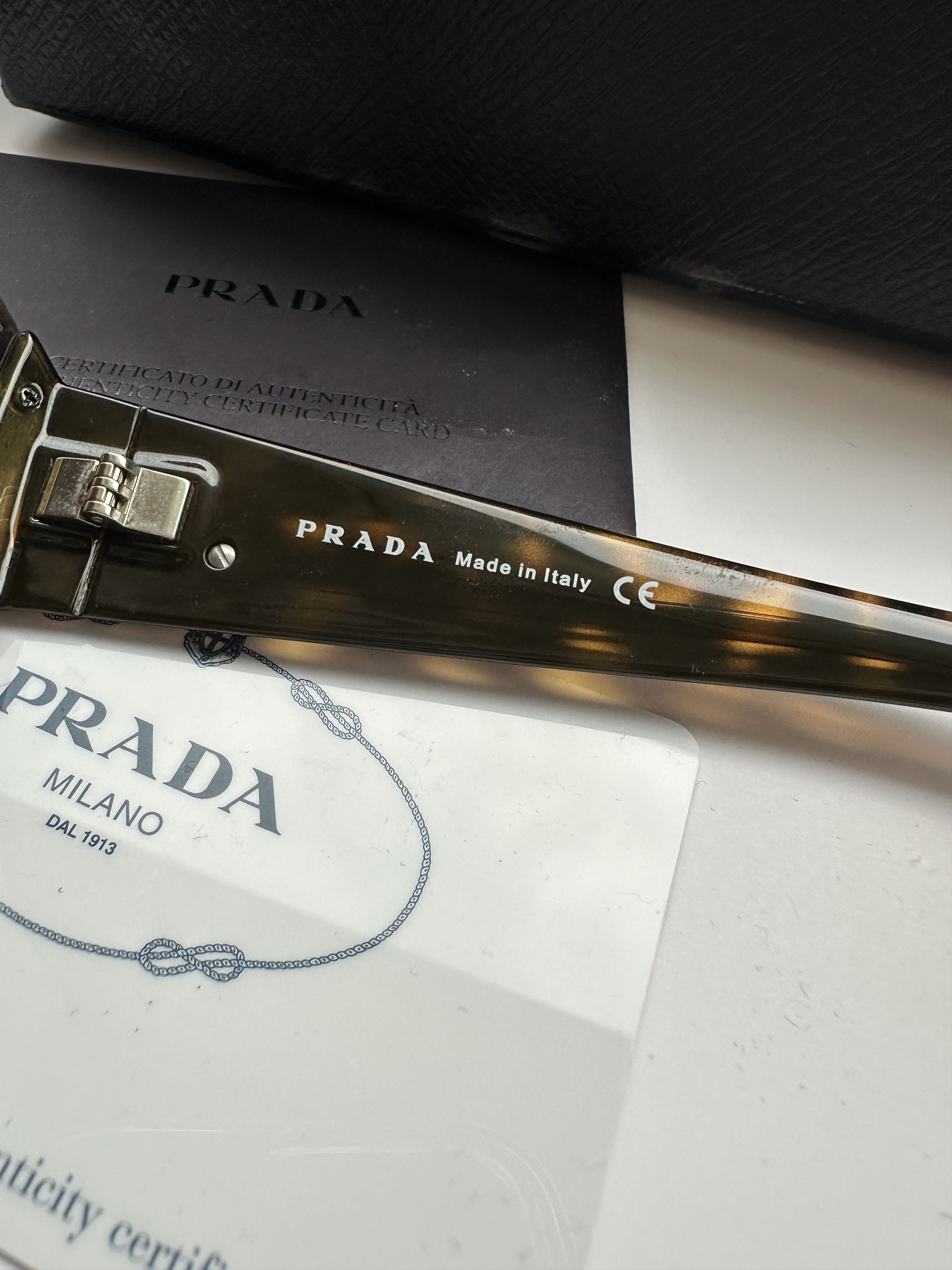 Prada Prada Brown/Black SPR01L Silver Tab Unisex Sunglasses Size ONE SIZE - 10 Thumbnail
