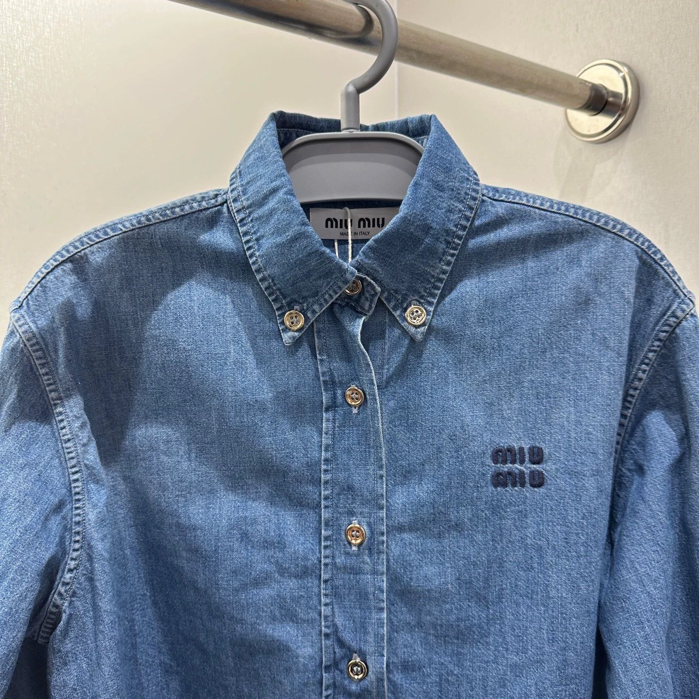 Miu Miu MIU MIU mar290 slogan embroidery button-front denim 38 Size XS / US 0-2 / IT 36-38 - 6 Thumbnail