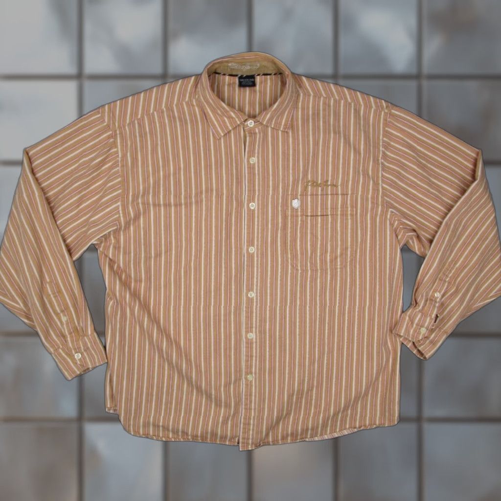 Phat Farm VINTAGE Phat Farm Shirt Mens 3XL Beige Striped Button-Up Hip Hop Streetwear Y2K Size US XXL / EU 58 / 5 - 1 Thumbnail