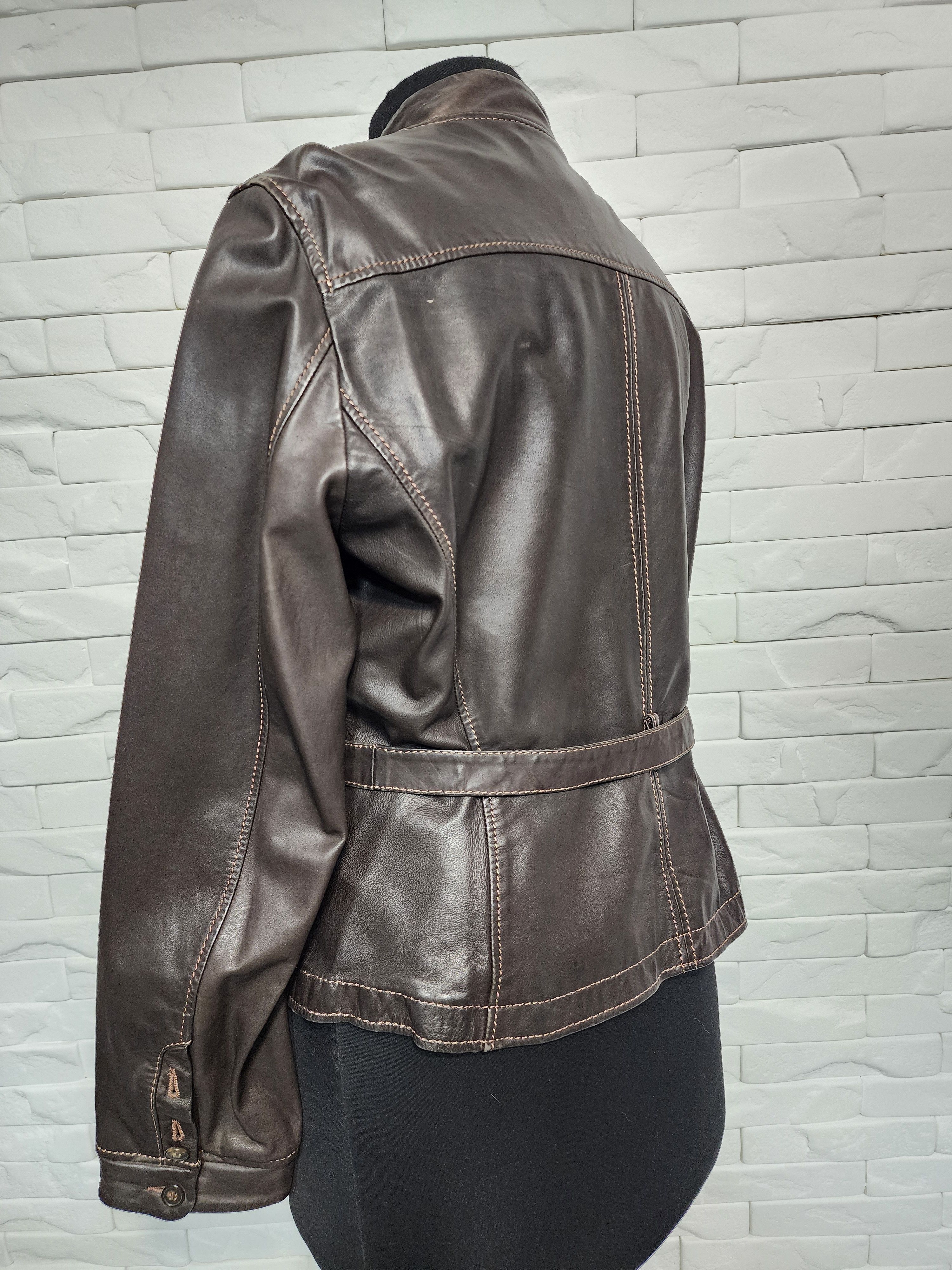 Designer Brown women's leather jacket. Size XL / US 12-14 / IT 48-50 - 6 Thumbnail