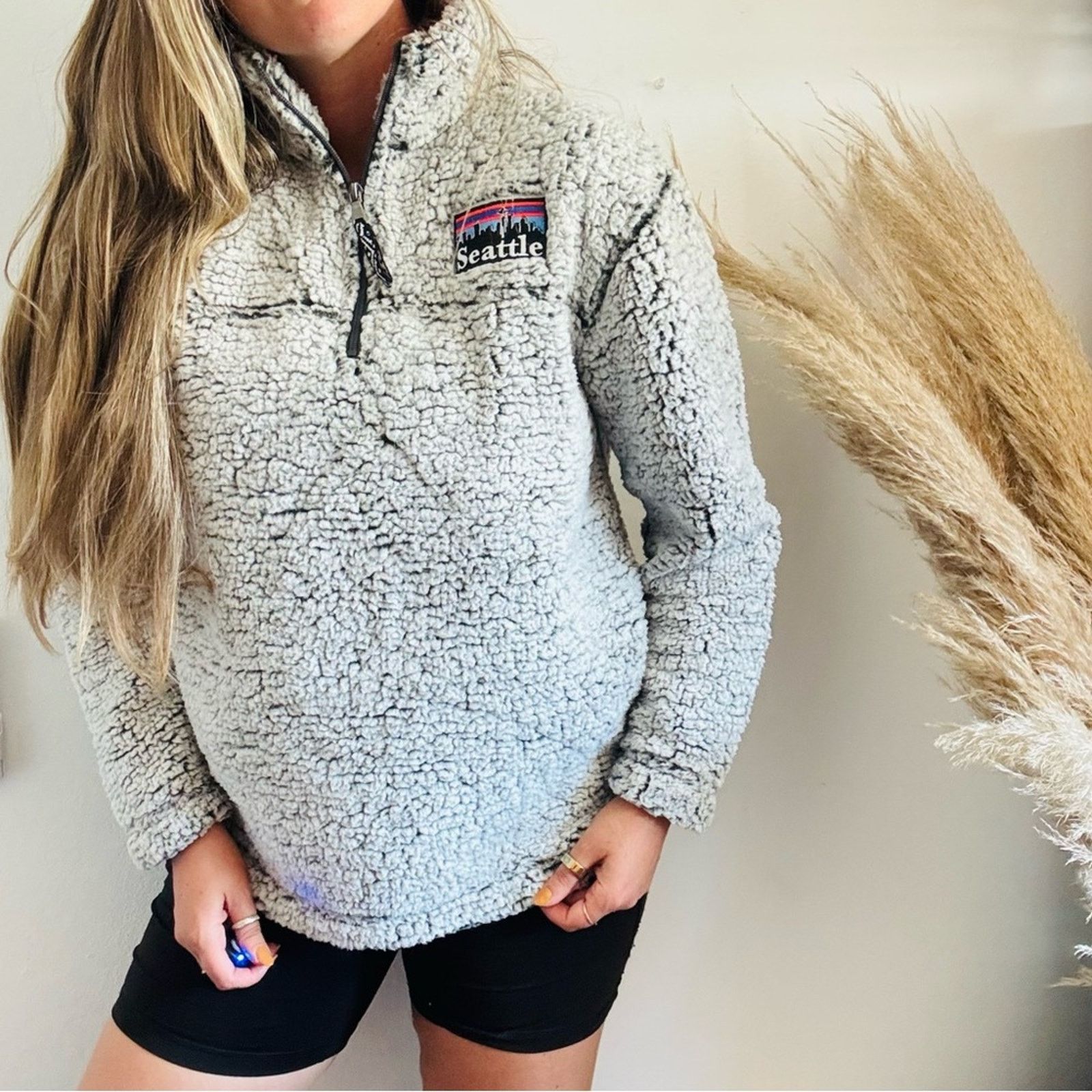 Satta SEATTLE Space Needle Grey Gray Sherpa Zip Sweater Sweatshirt Size S / US 4 / IT 40 - 9 Thumbnail