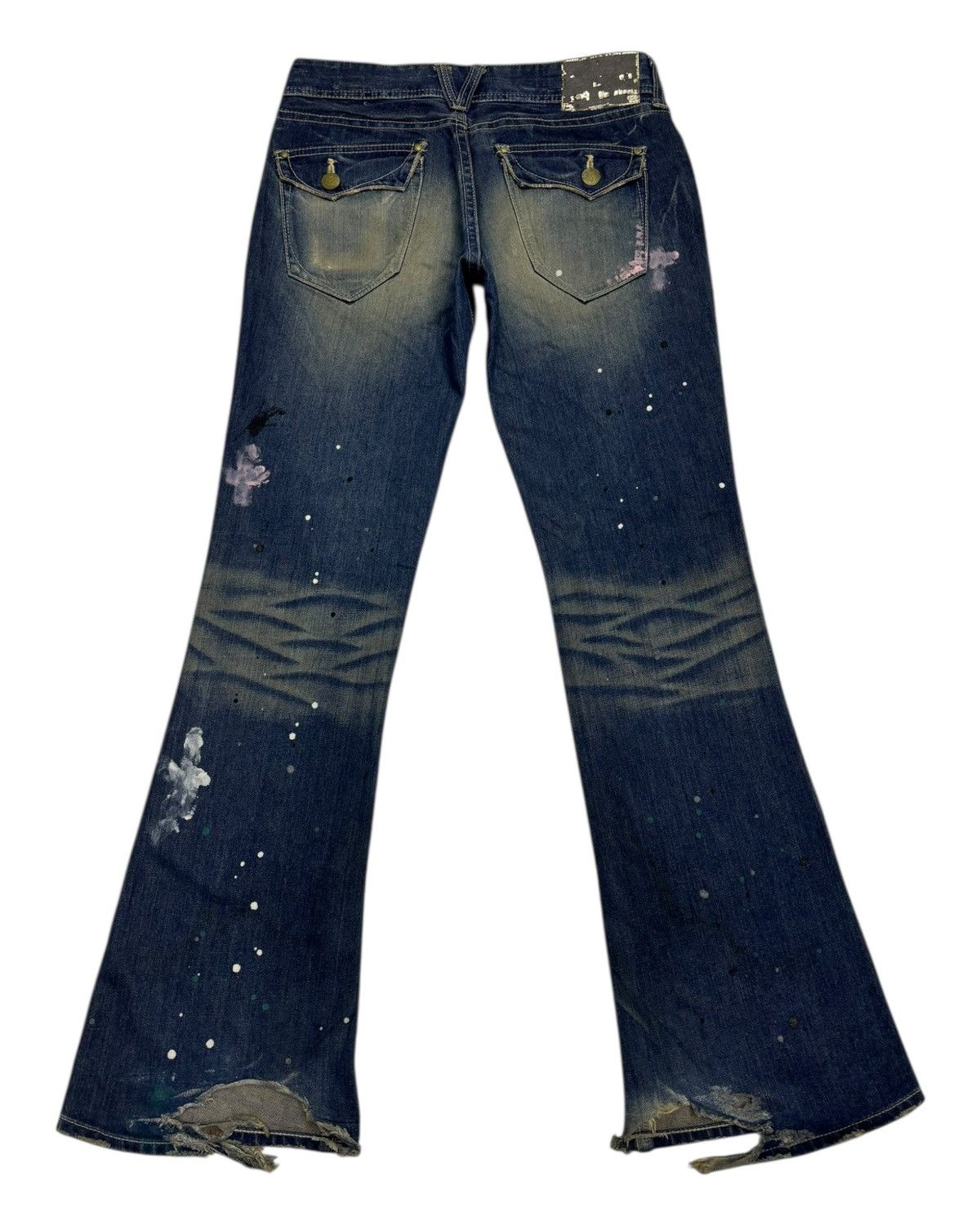 If Six Was Nine × Number (N)ine VANQUISH THRASHED PUNK DISTRESSED FLARED DENIM JEANS Size US 32 / EU 48 - 2 Thumbnail