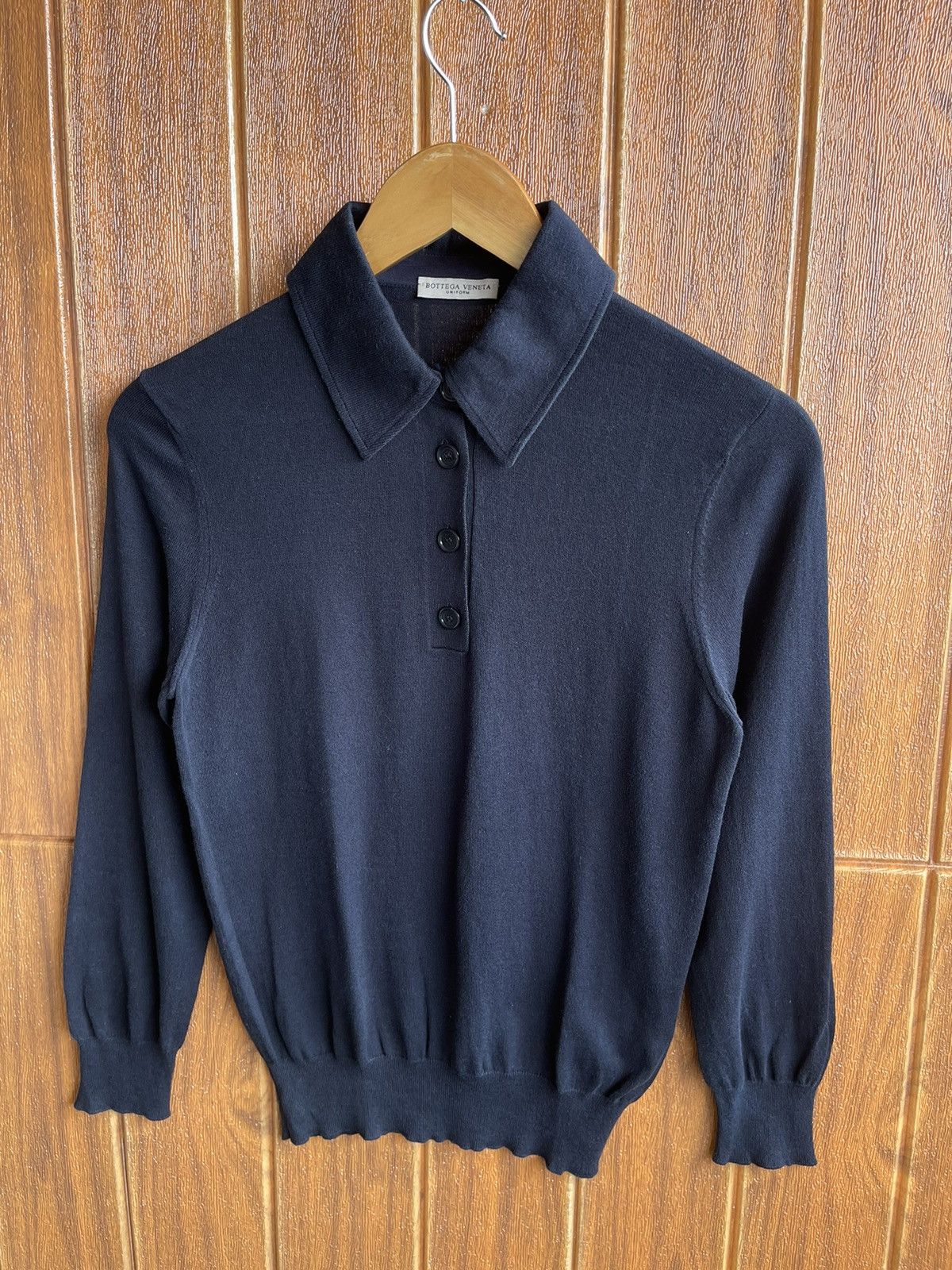 Bottega Veneta Archive🔥BOTTEGA VENETA🔥Uniform Long Sleeve Polo Shirt Size S / US 4 / IT 40 - 1 Thumbnail