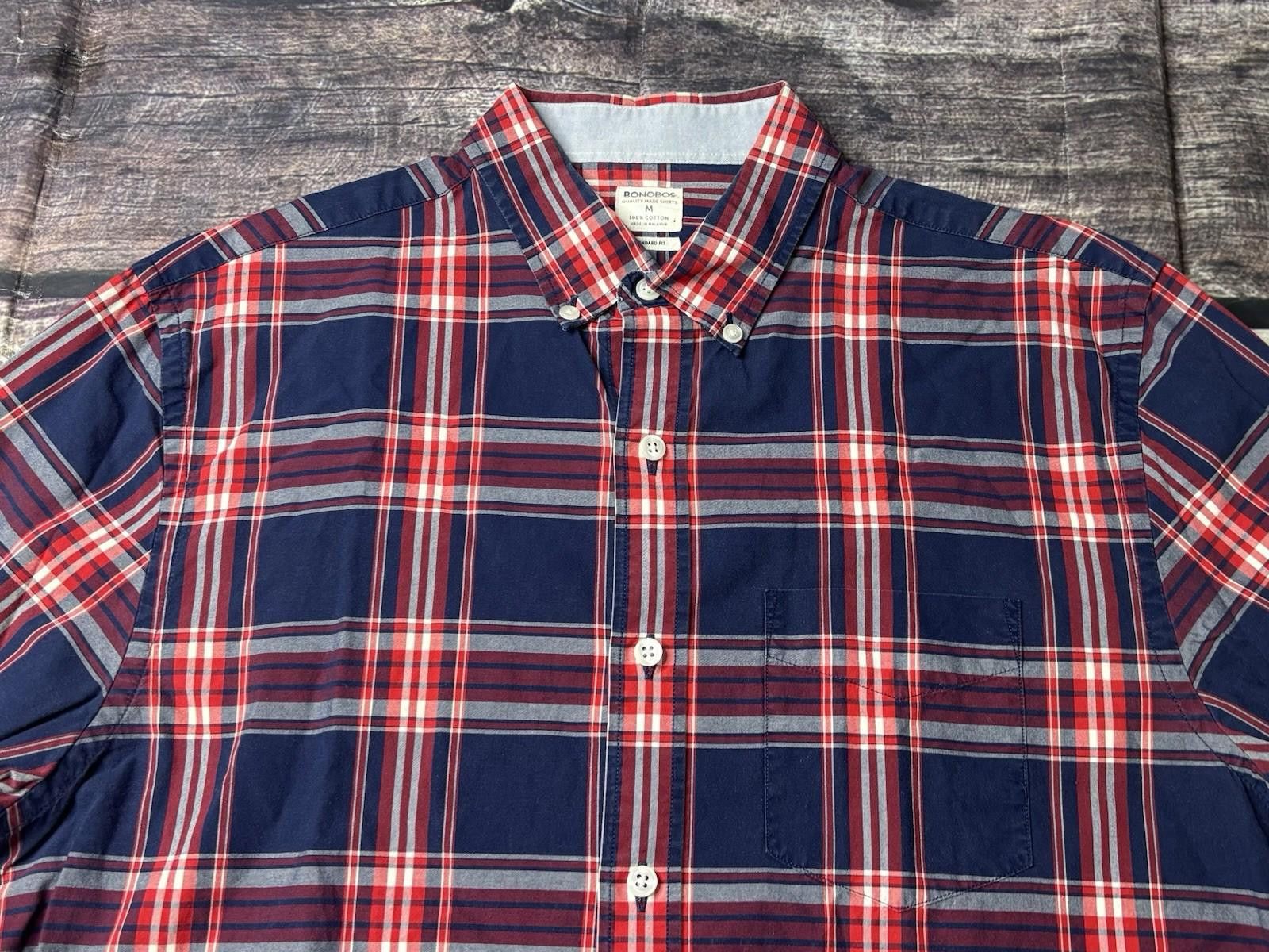 Bonobos Bonobos Shirt Men's Medium Plaid Blue Red Cotton Button Down Size US M / EU 48-50 / 2 - 4 Thumbnail