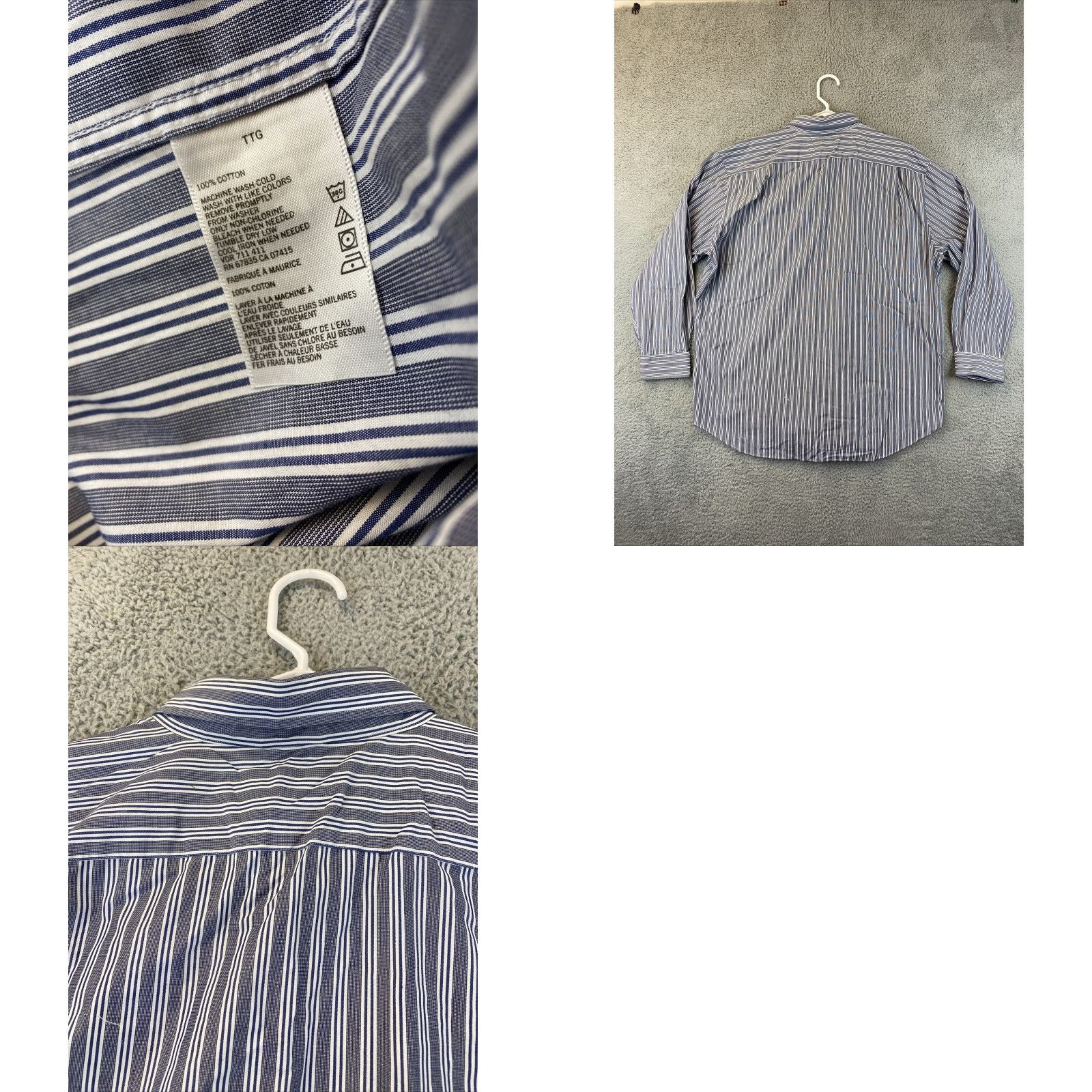 Nautica NAUTICA Men's Long Sleeve Striped Button-Up Shirt 2XL Blue Regular Fit 100% Cotton Model 75-37 Size US XXL / EU 58 / 5 - 8 Thumbnail