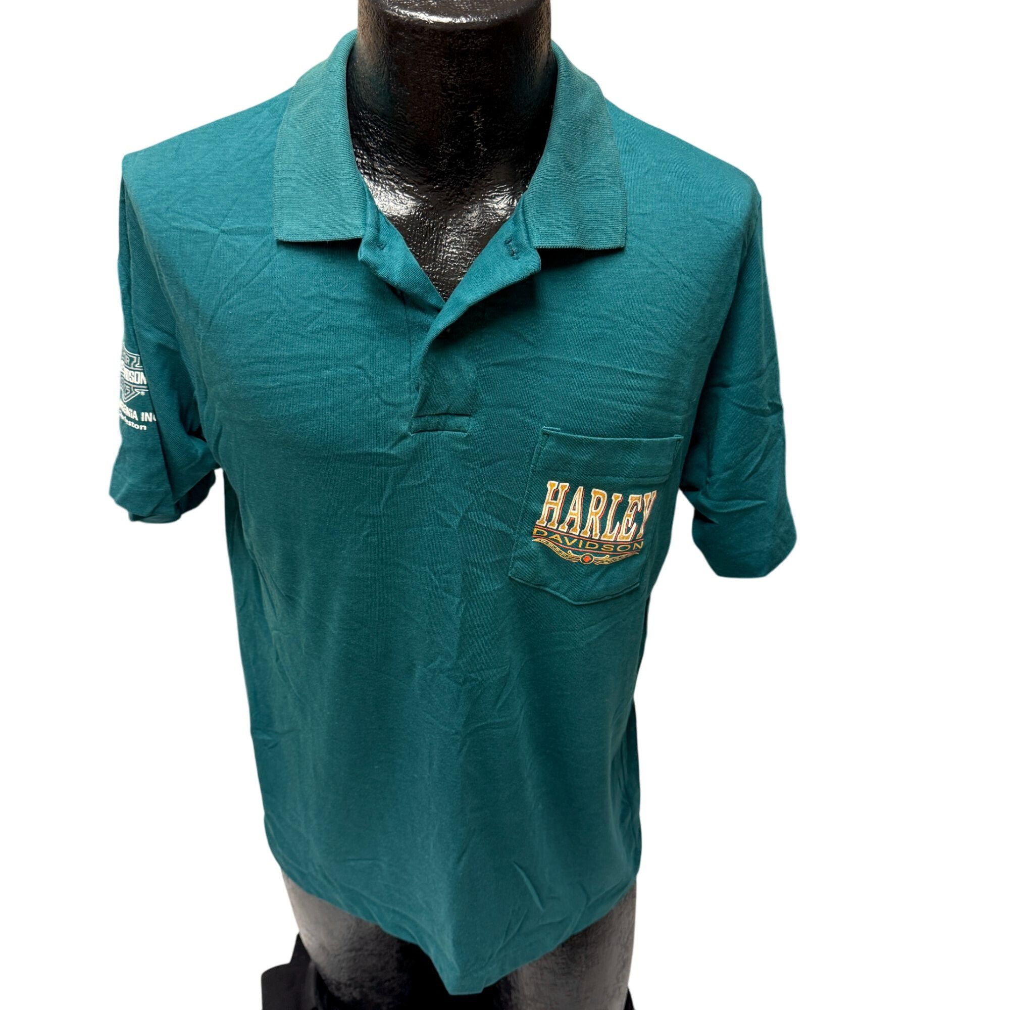 Harley Davidson 80 90's H-D Polo S Charleston Biker POCKET 50/50 T Shirt L Size US L / EU 52-54 / 3 - 1 Thumbnail