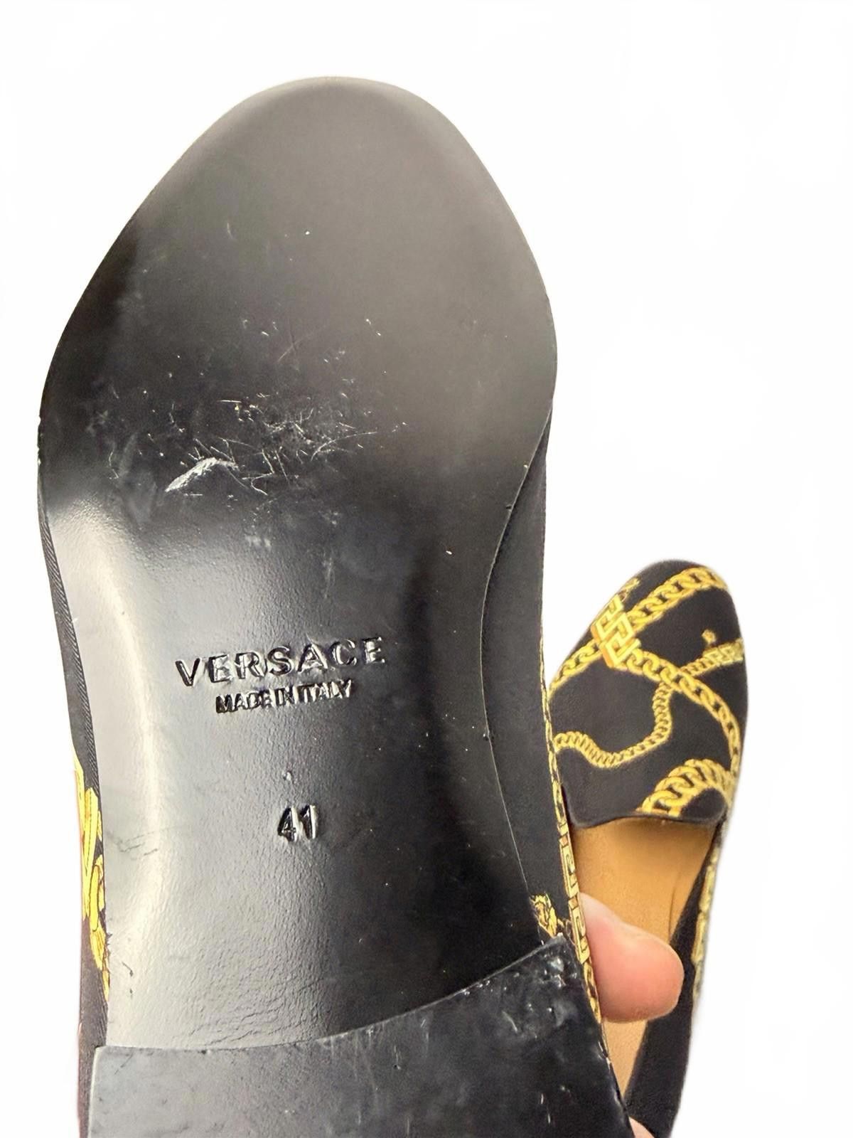 Versace Versace La Greca Chain Print Loafer Gold Silk SZ 41 US 8 Size US 8 / EU 41 - 5 Thumbnail