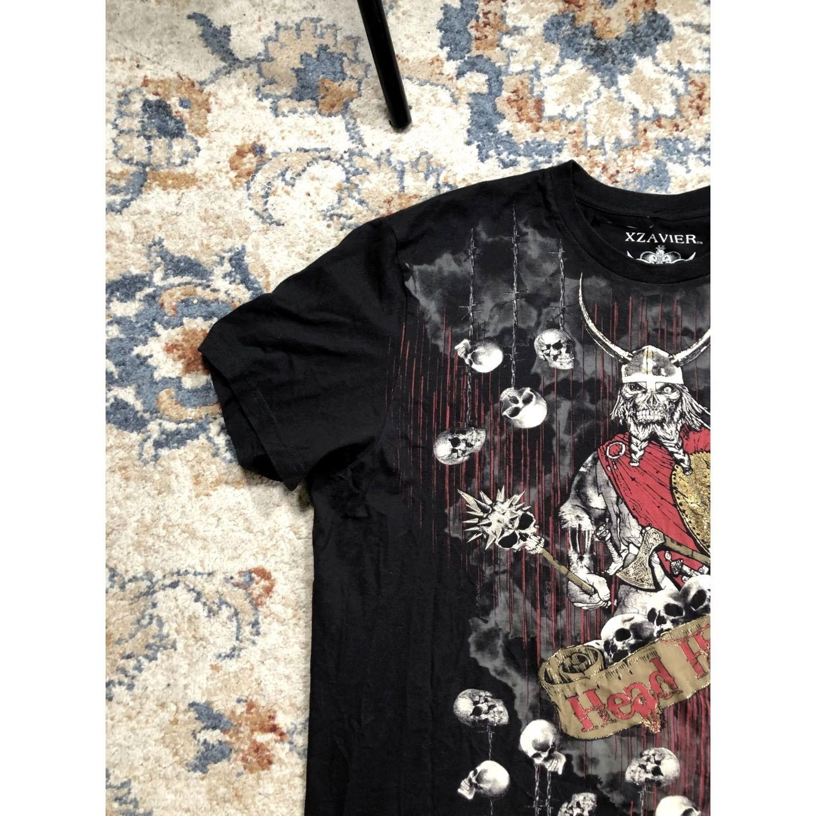 Vintage Xzavier Head Hunters Shirt Mens XL Black Skull Biker Fantasy Graphic Tee Short Sleeve Crew Neck Cotton Size US XL / EU 56 / 4 - 3 Thumbnail