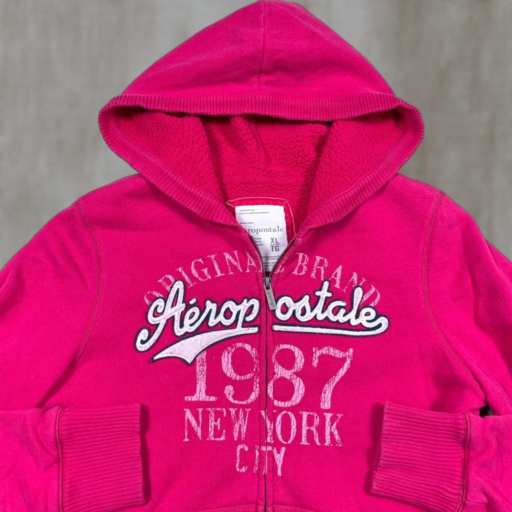 Vintage VINTAGE Aeropostale Hoodie Women XL Pink Full Zip Jacket Sherpa Pile Lined Size XL / US 12-14 / IT 48-50 - 1 Thumbnail