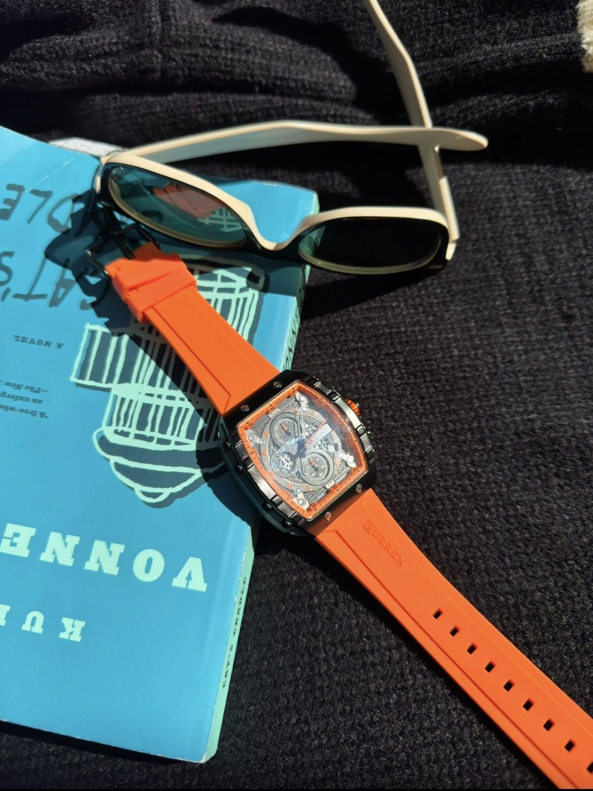 Curren Chronograph Orange Men's Sport Wristwatch Quartz Brand New Size ONE SIZE - 1 Thumbnail