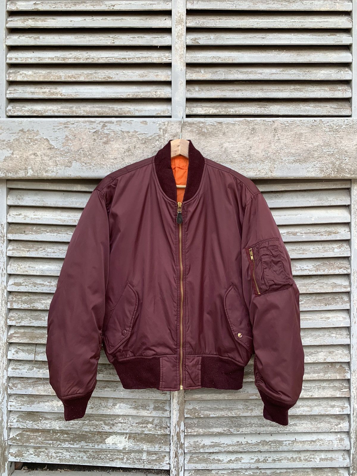 Vintage 🪖MA-1 MAN INTERMEDIATE MAROON BOMBER JACKET Size US M / EU 48-50 / 2 - 2 Thumbnail