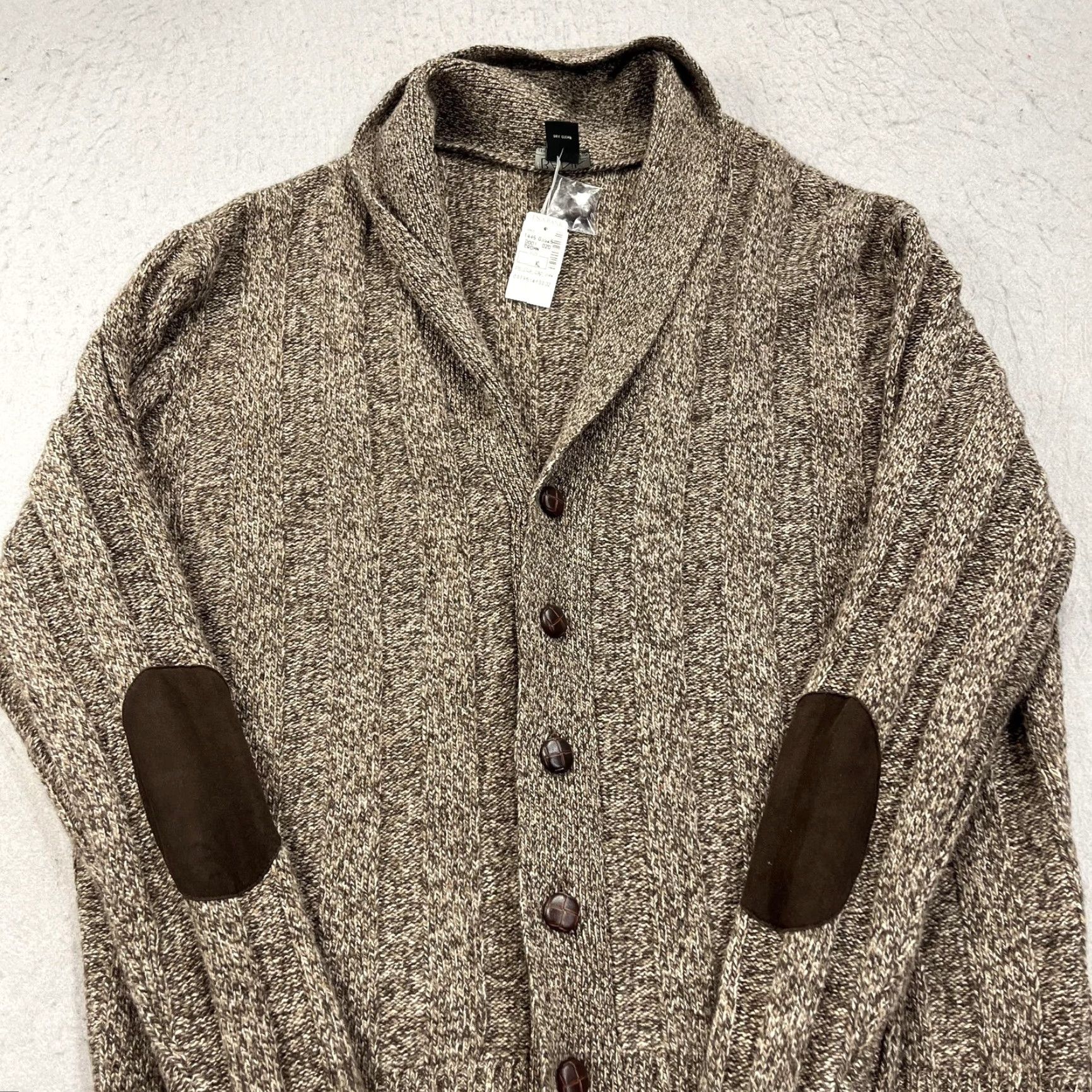 Jos. A. Bank Jos A Bank Sweater Mens XL Brown Lambswool Shawl Cardigan Elbow Patches Size US XL / EU 56 / 4 - 3 Thumbnail