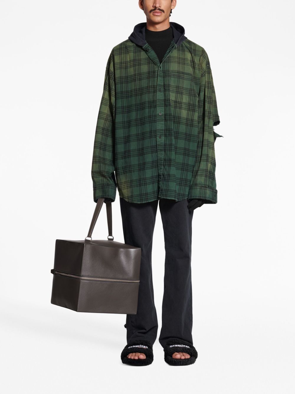 Balenciaga o1loc1c0925 746369 Hooded Shirt Oversized in Multicolor Size US M / EU 48-50 / 2 - 2 Thumbnail