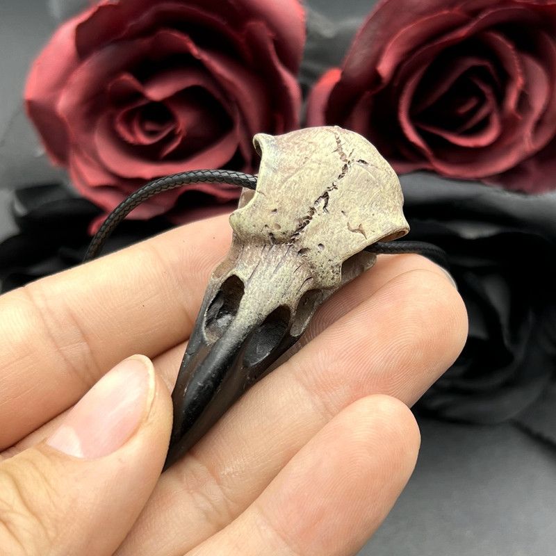 Jewelry 3D Goth Raven Raven Skull Necklace Size ONE SIZE - 3 Thumbnail
