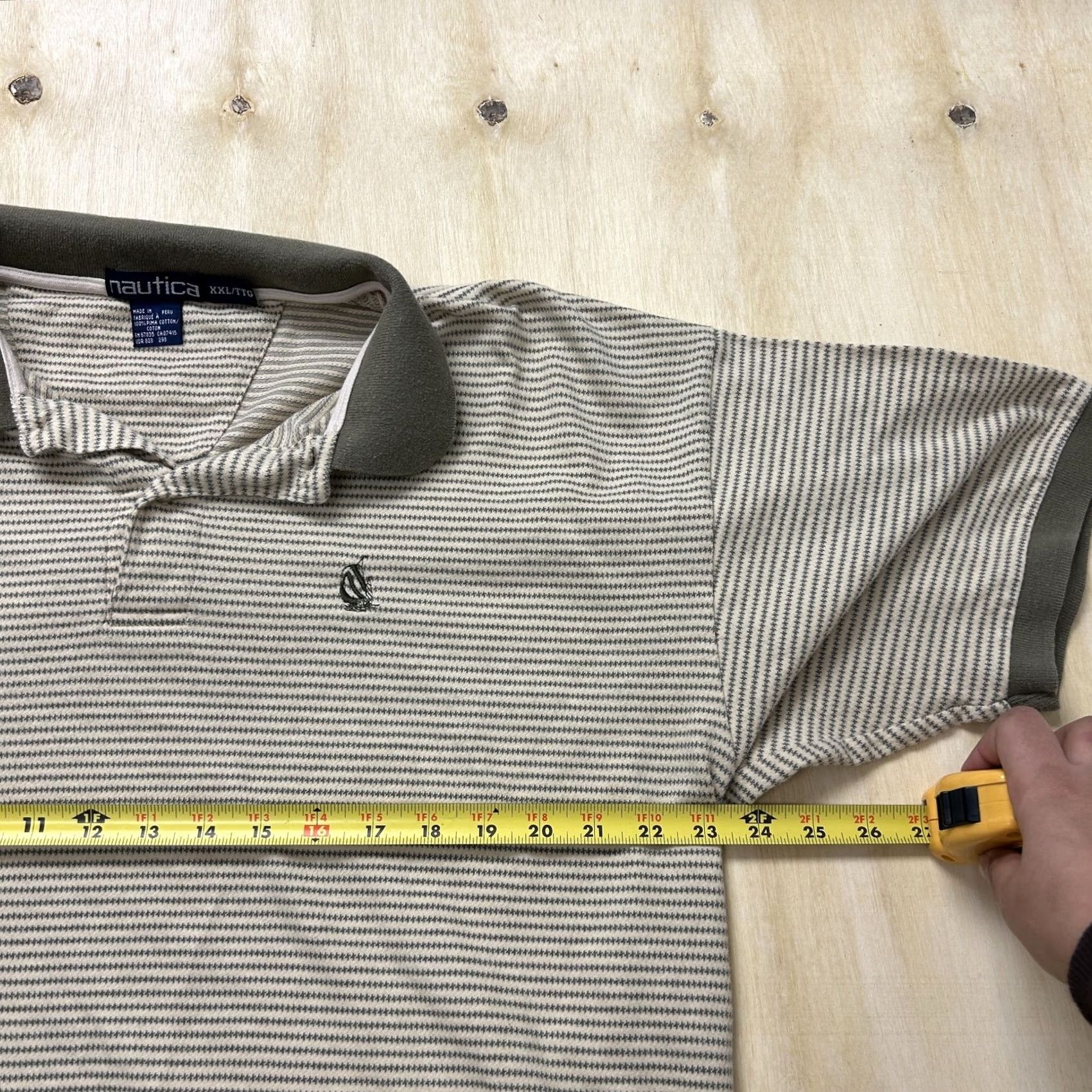 Nautica VINTAGE Nautica Polo Shirt Mens 2XL Gray Stripe Short Sleeve Pima Cotton Knit Size US XXL / EU 58 / 5 - 4 Thumbnail