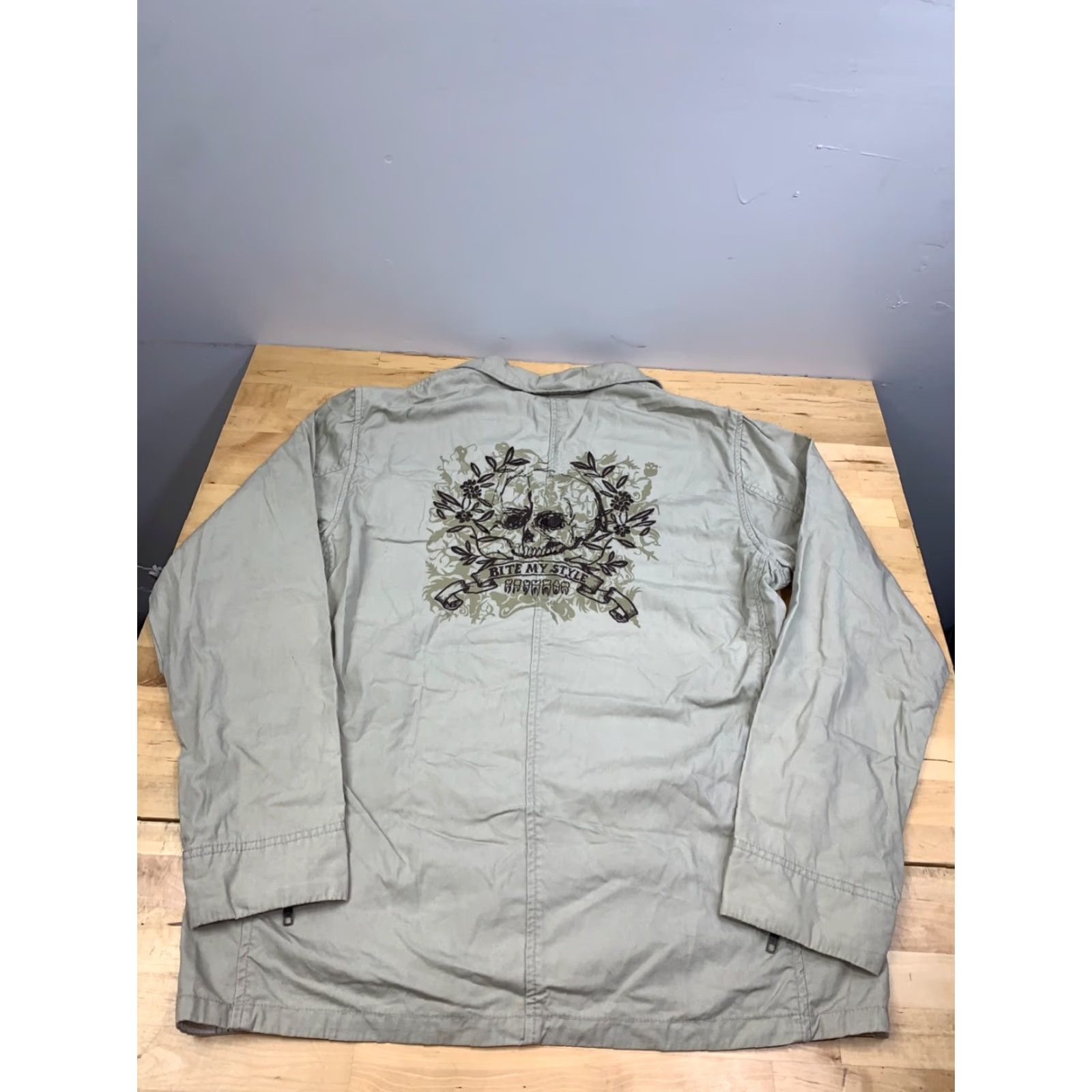 Billabong Billabong Shirt Jacket Womens M Tan Embroidered Skull Floral Y2K 11991 Size M / US 6-8 / IT 42-44 - 6 Thumbnail